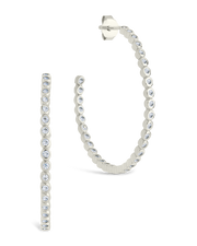 Sterling Silver Bezel Statement Bubble Hoops