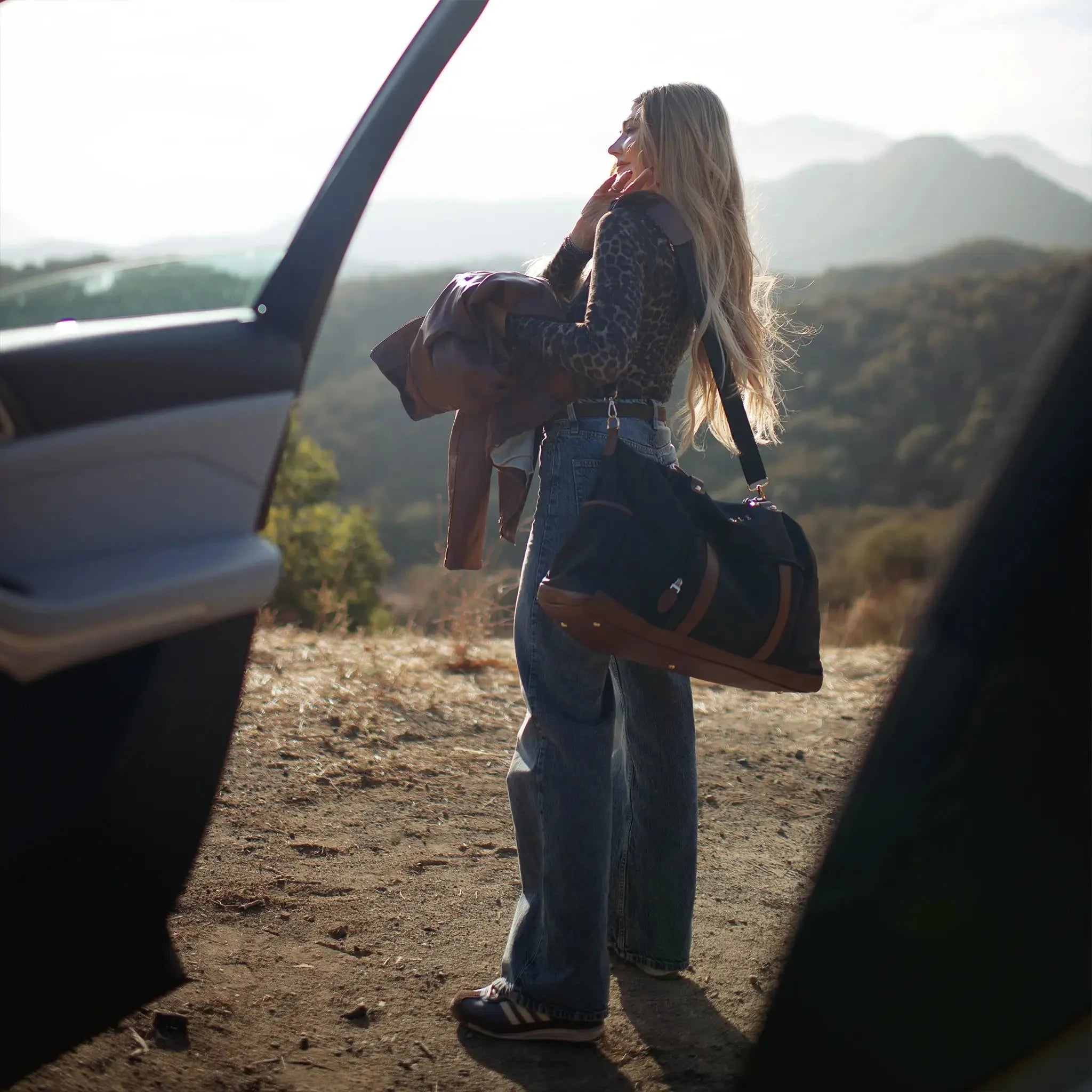 Luxe Journey 30l Twill And Vegan Leather Weekender Duffel Bag