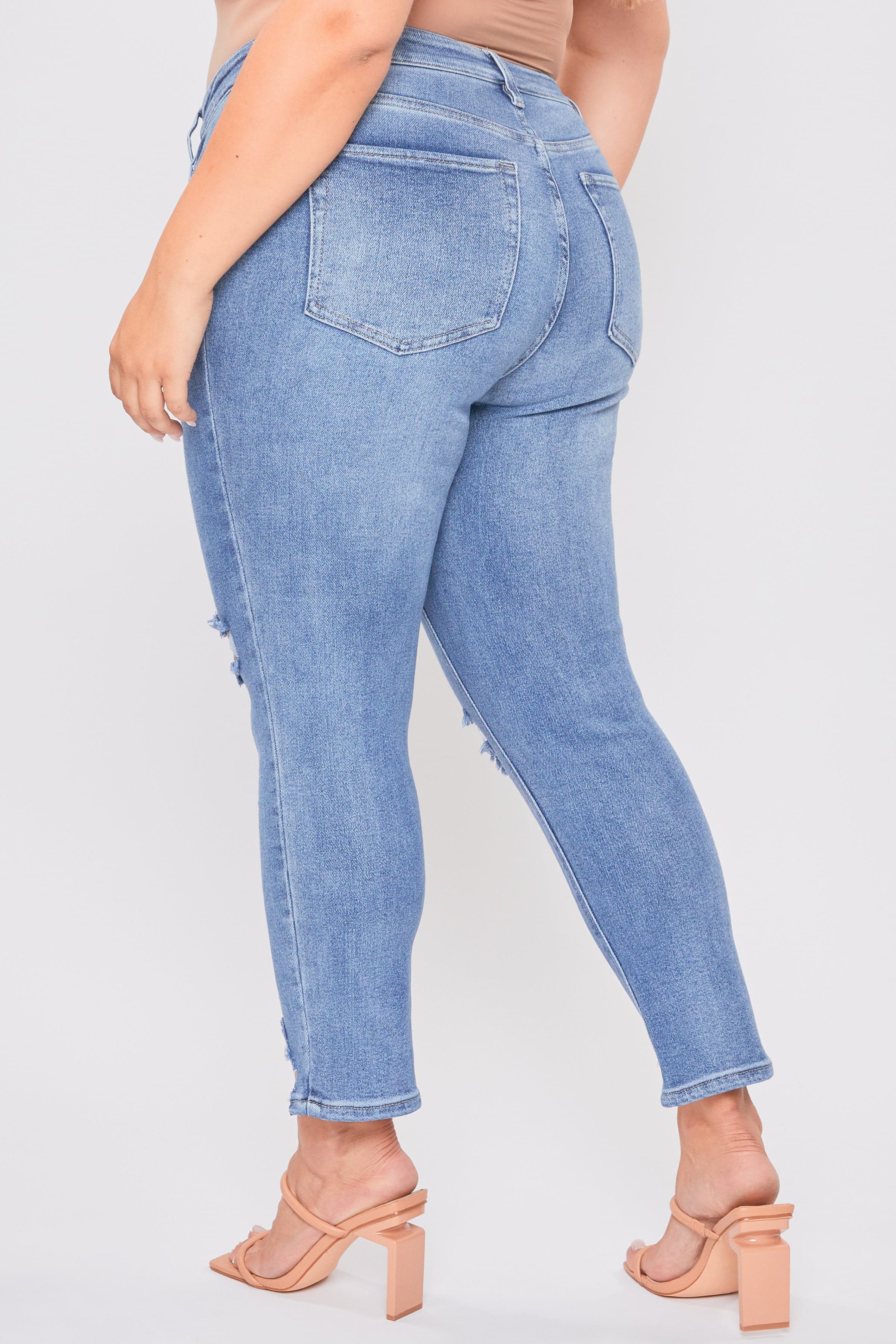 Women's Plus Dream Slim Straight Ankle Jeans With Hem Destruction