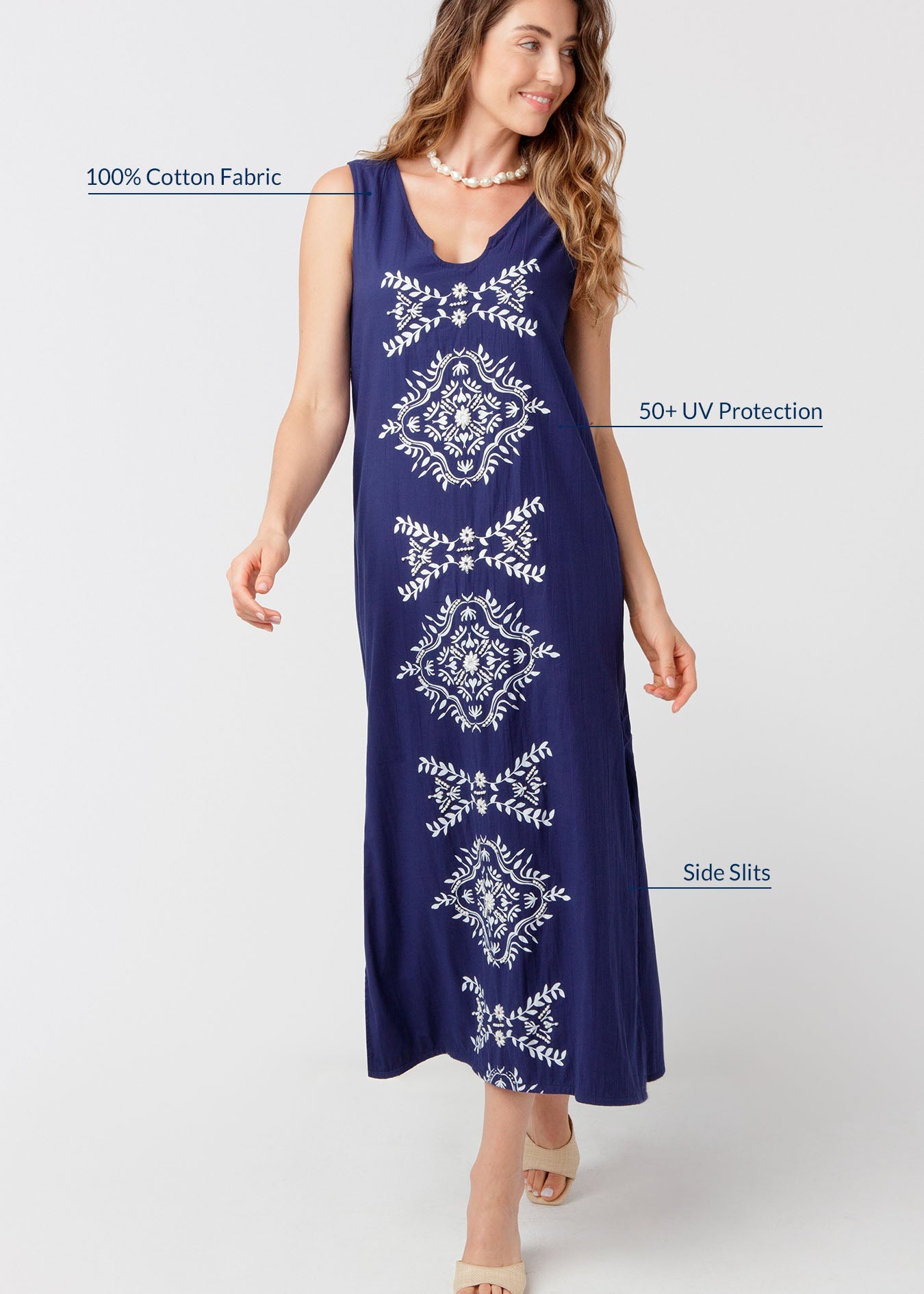 Navy Side Slit Maxi Dress