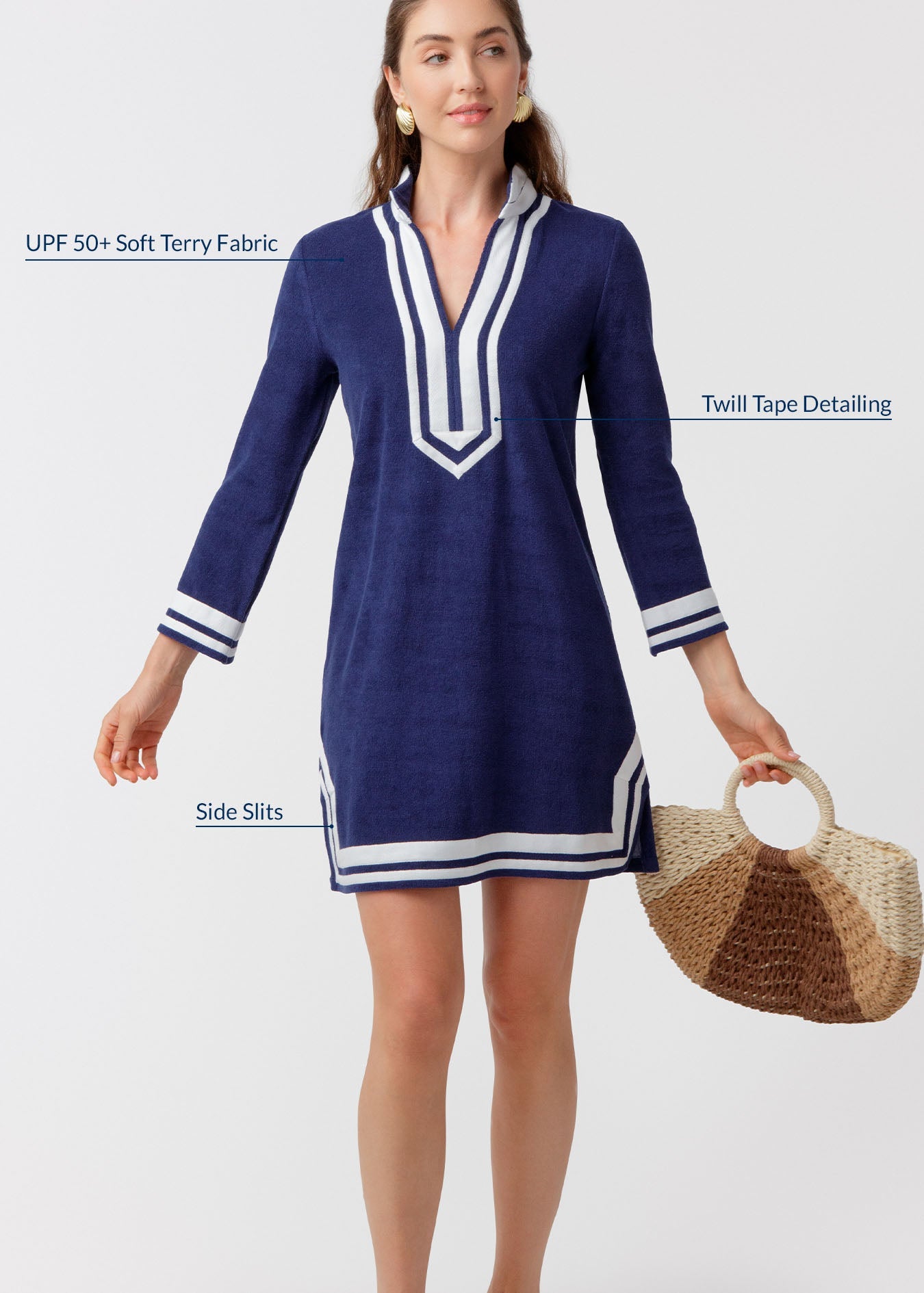 Navy/white Terry Tunic Dress