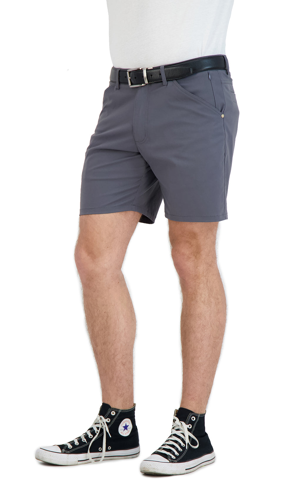 Everyday Stretch Shorts With A Comfortable Built-in Liner - Business Casual Style- Grey