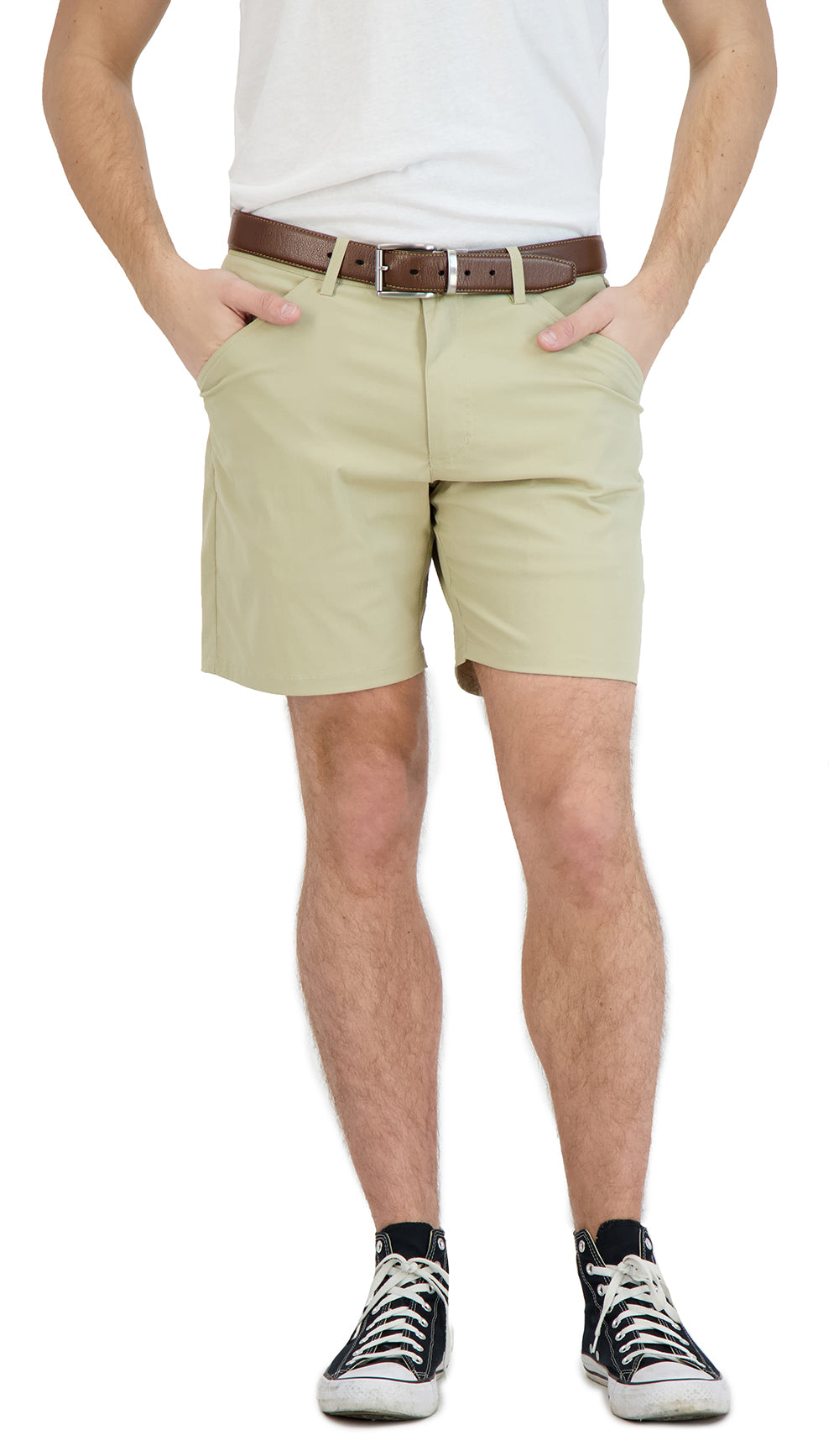 Everyday Stretch Shorts With  A Comfortable Built-in Liner - Business Casual Style- Khaki