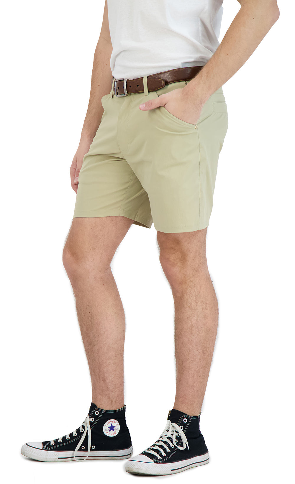 Everyday Stretch Shorts With  A Comfortable Built-in Liner - Business Casual Style- Khaki