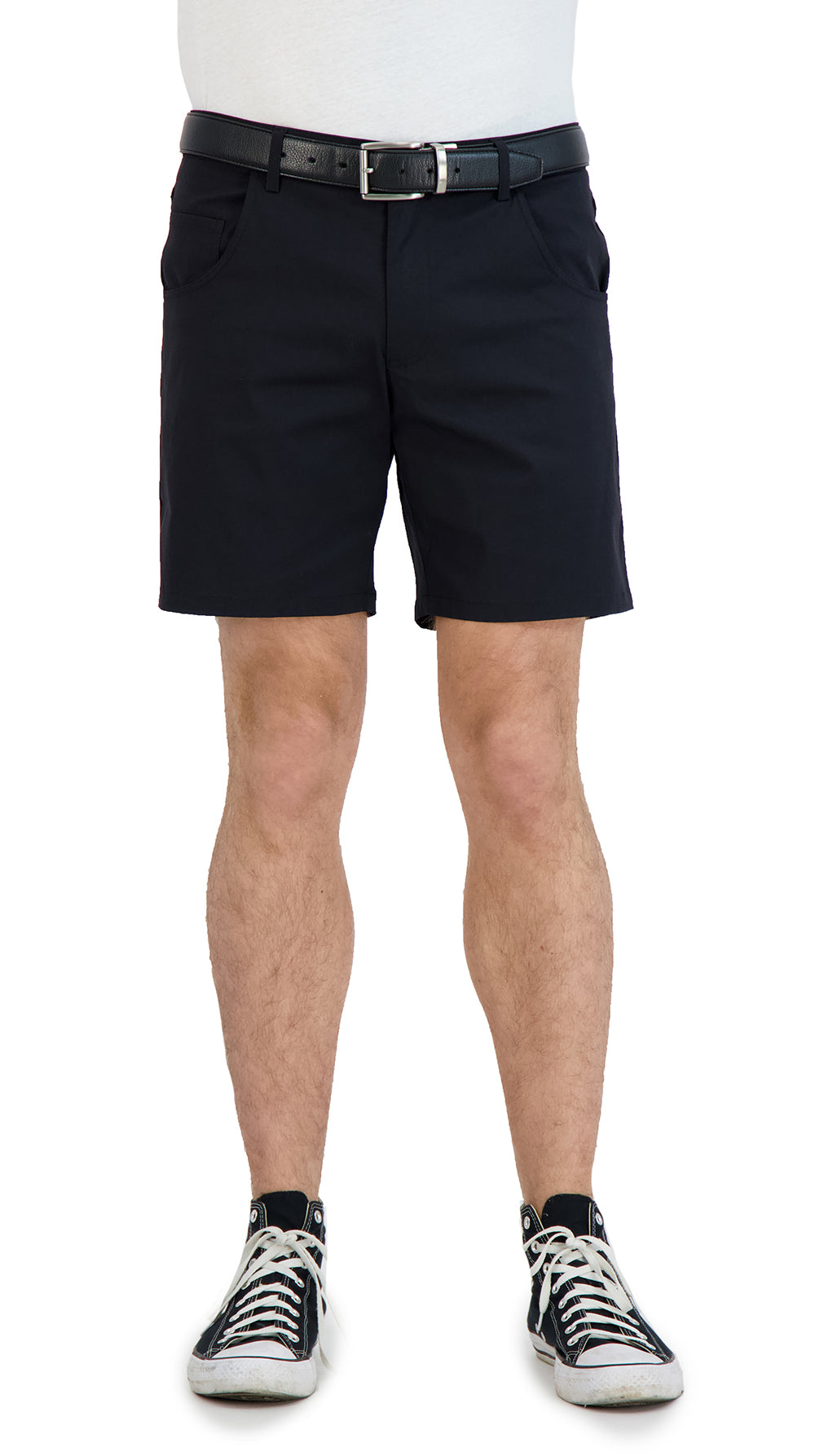 Everyday Stretch Shorts With A Comfortable Built-in Liner - Denim Style- Black
