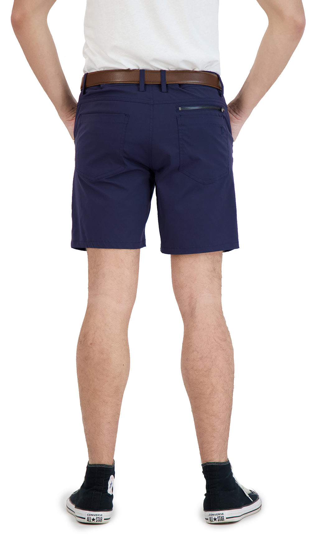Everyday Stretch Shorts With A Comfortable Built-in Liner- Denim Style- Navy