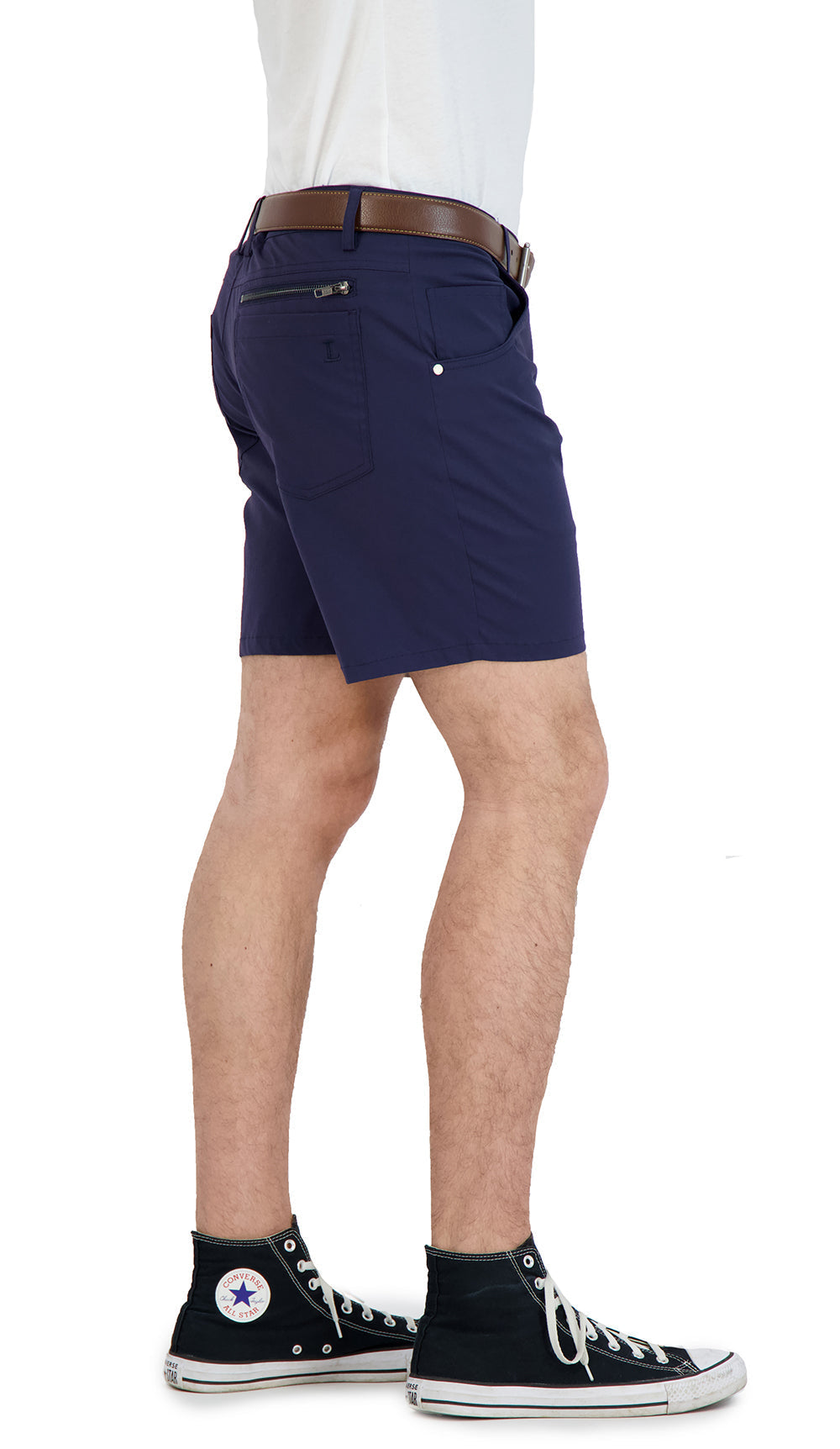 Everyday Stretch Shorts With A Comfortable Built-in Liner- Denim Style- Navy