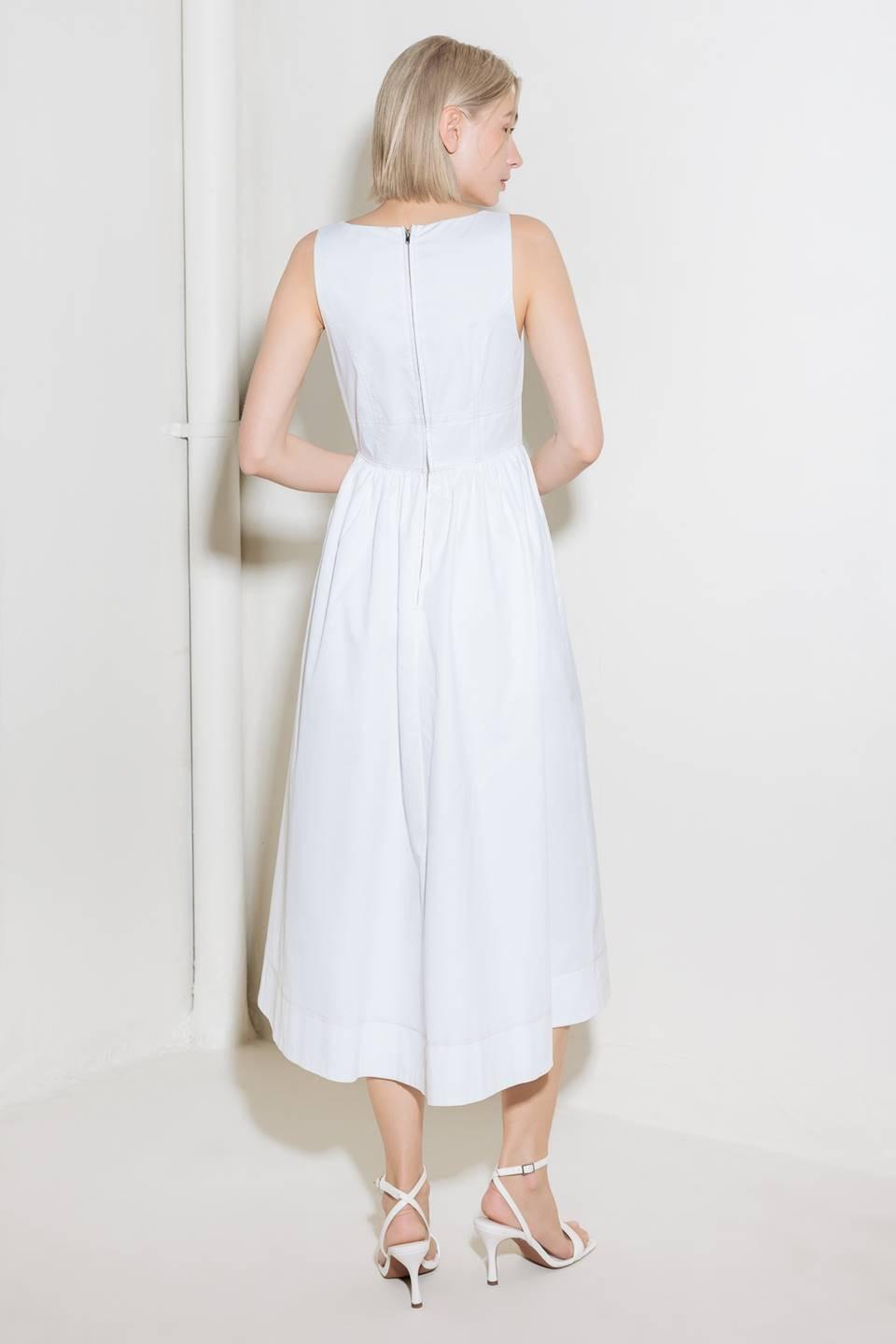 Catch The Sun In White  Woven Midi Dress