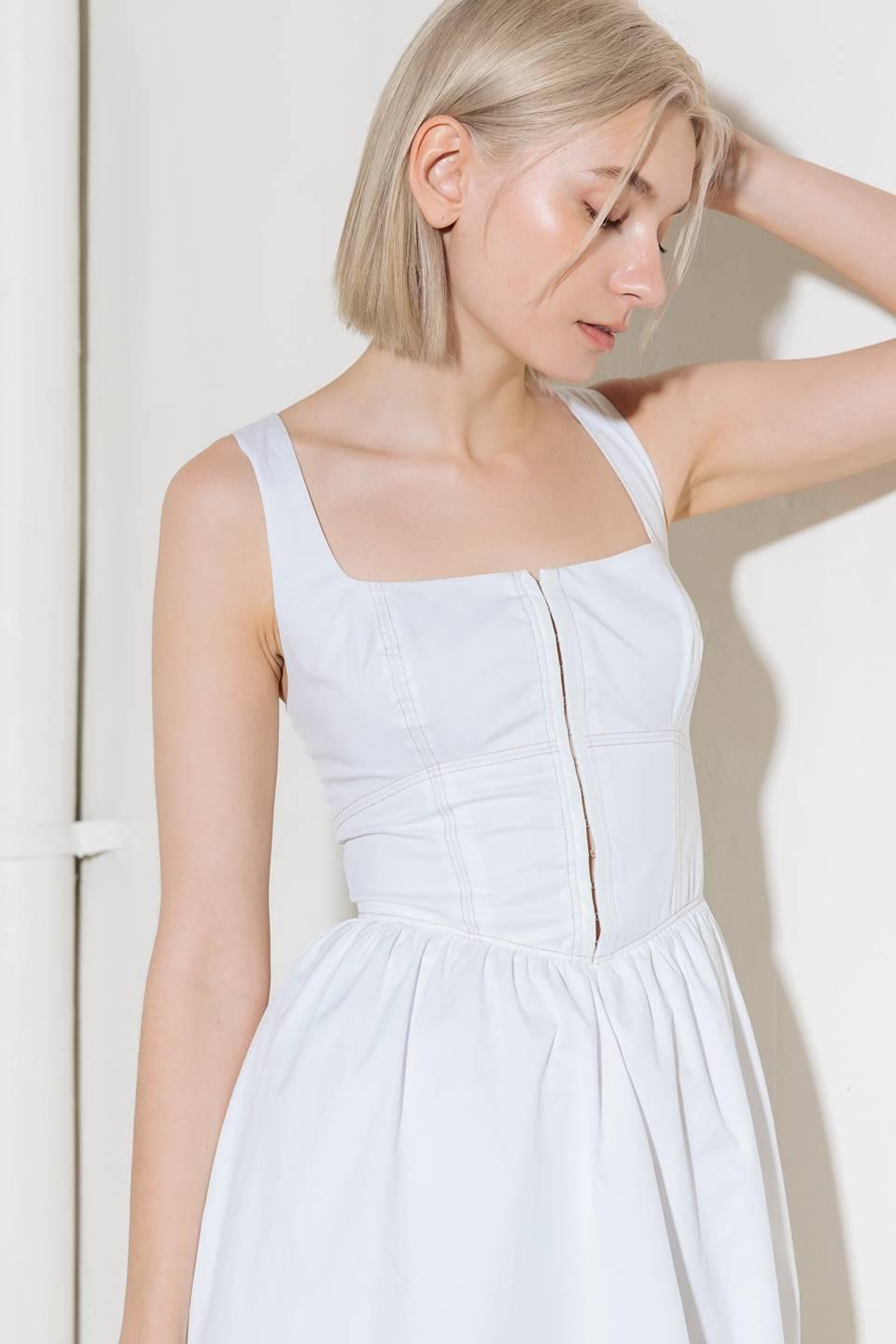 Catch The Sun In White  Woven Midi Dress