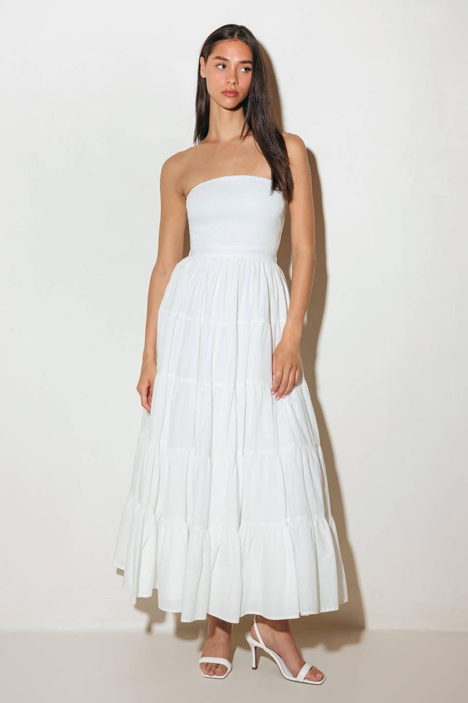Neo Breeze White Midi Dress