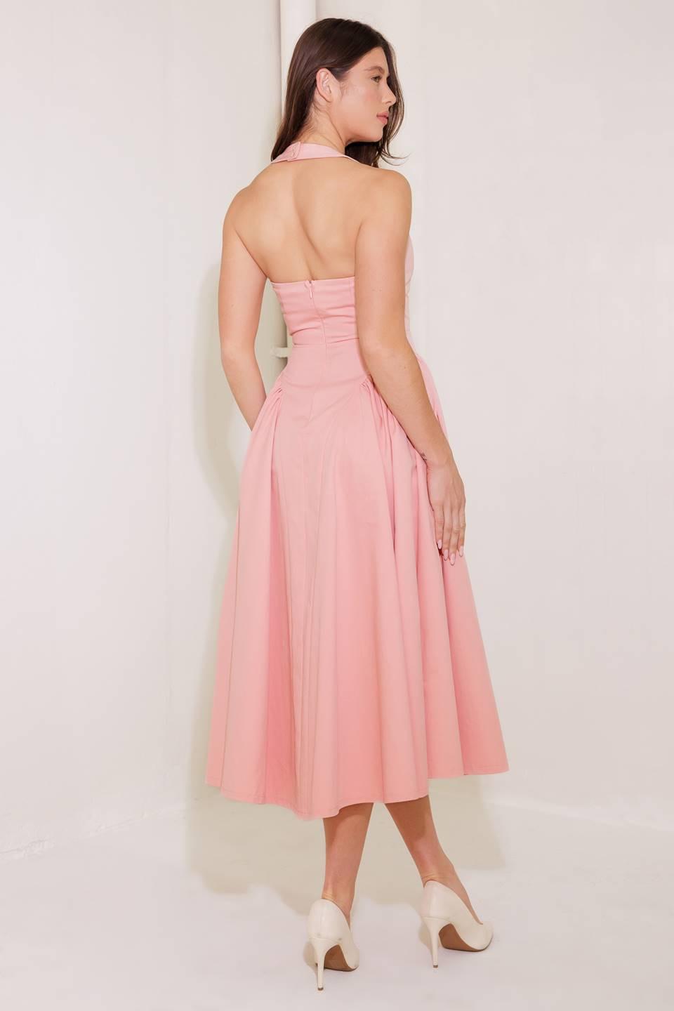 Caught In The Rain Pink Woven Midi Dress