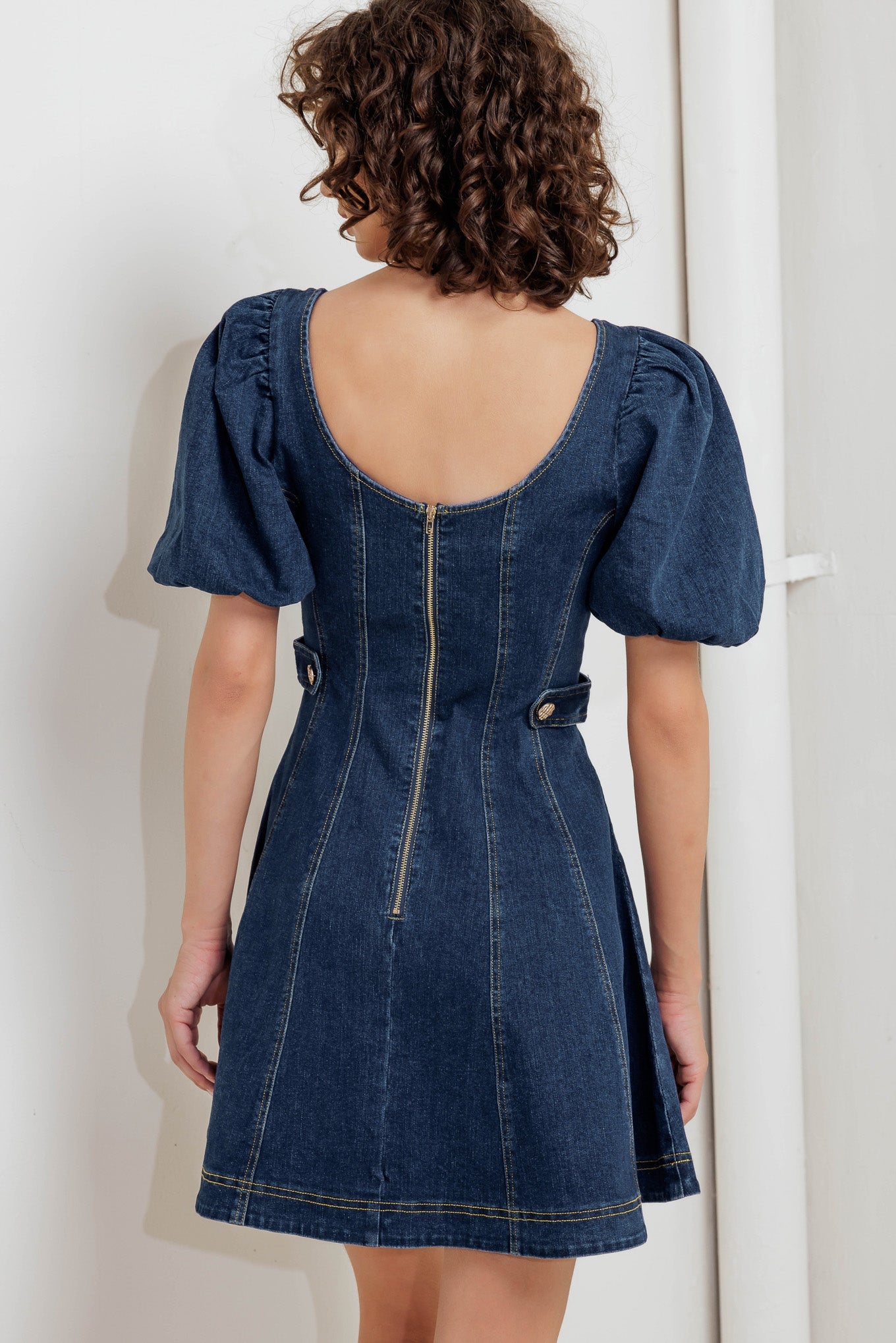 Puff & Play Denim Mini Dress