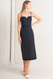 Vertical Grace Woven Midi Dress