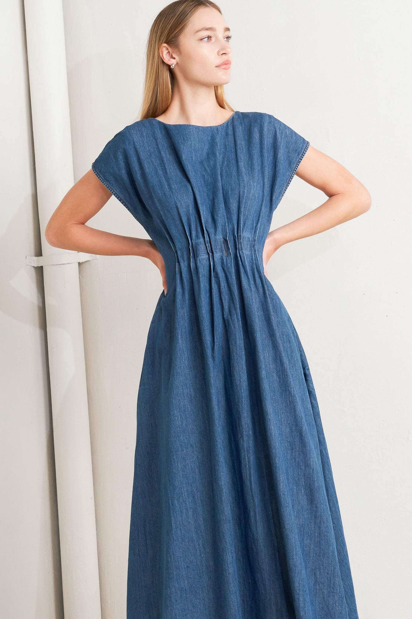 Modern Work Denim Midi Dress
