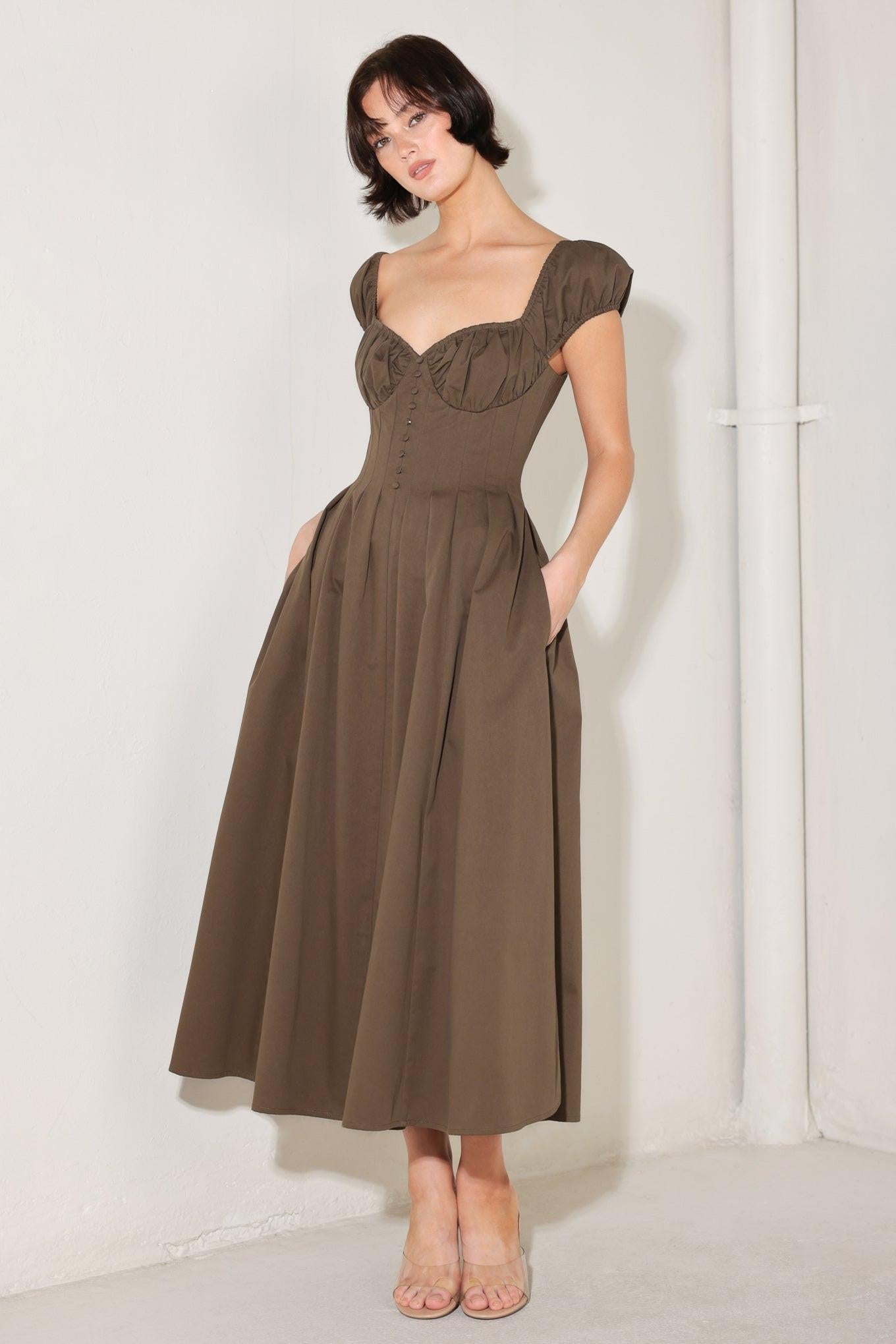 SteinMart.com | MOCHA MUSE MOMENT WOVEN MIDI DRESS – Stein Mart
