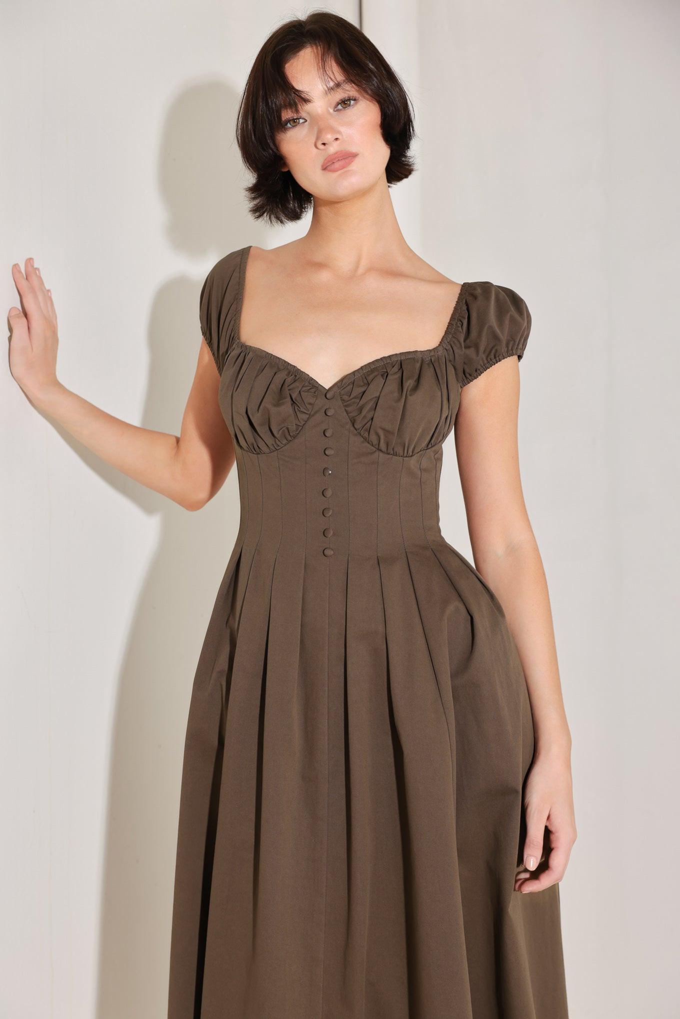 Mocha Muse Moment Woven Midi Dress