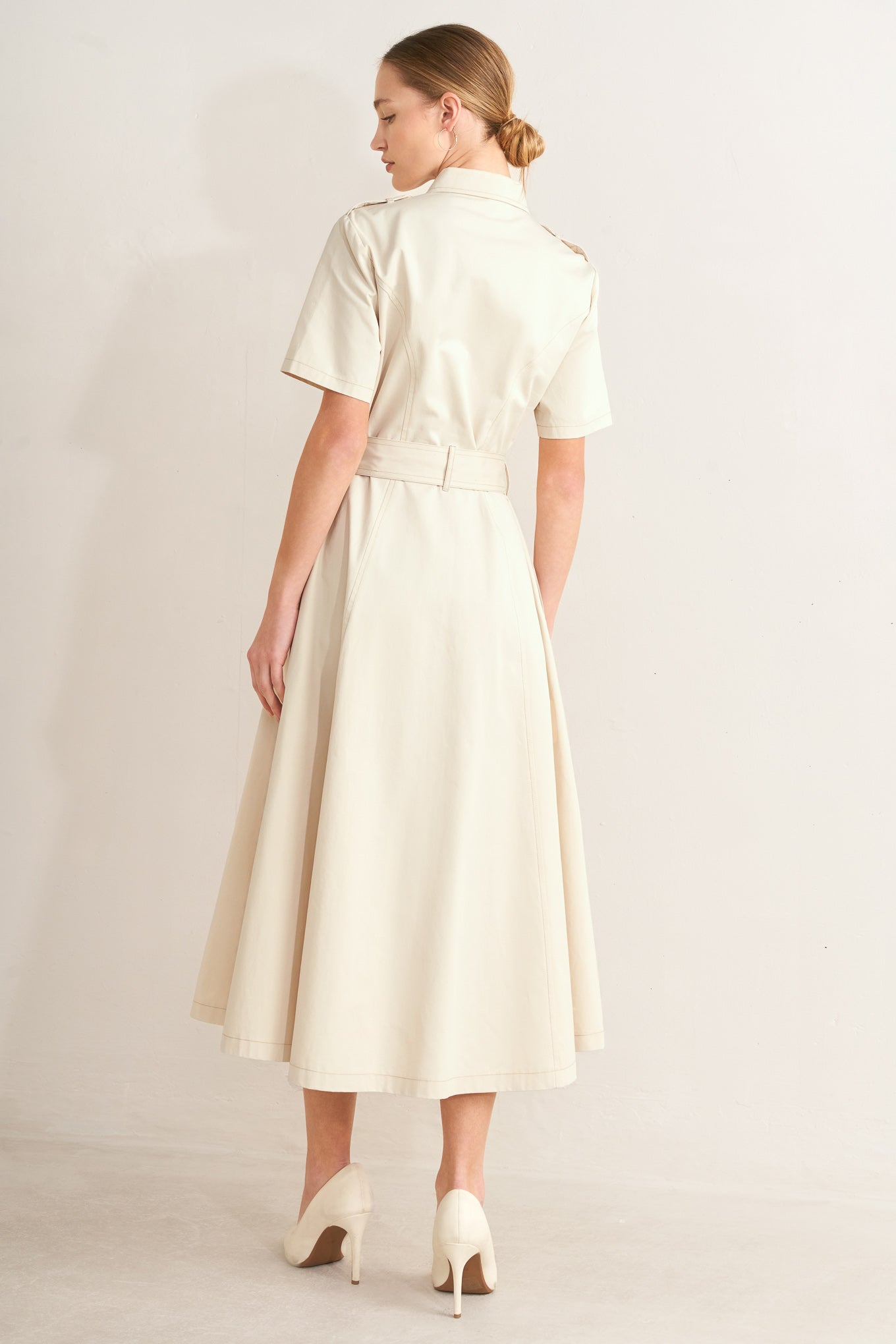 Sandstone Grace Woven Midi Shirt Dress