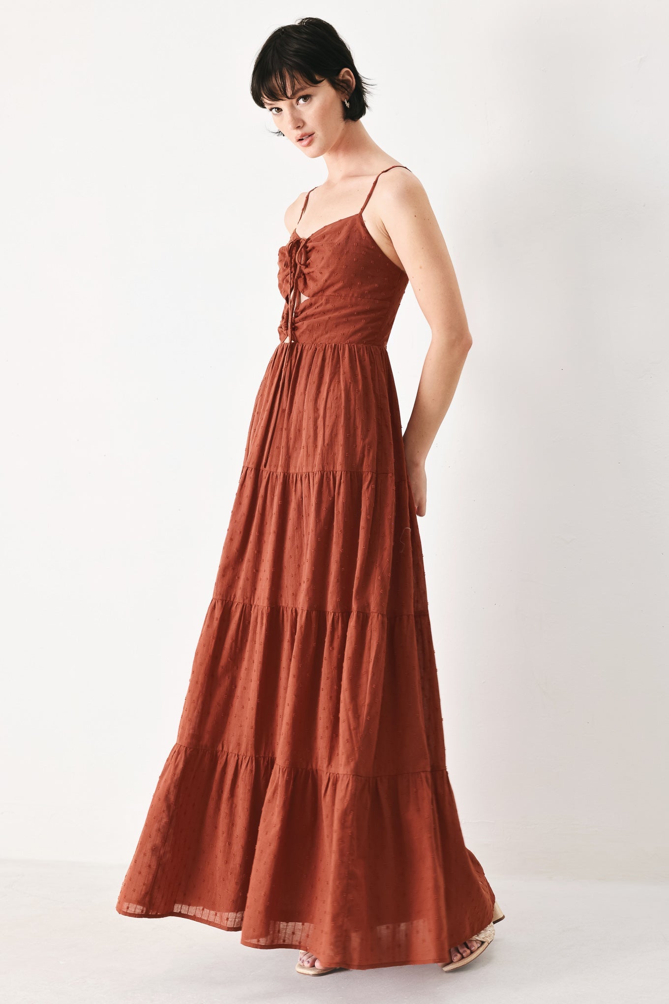 Terracotta Sunset Woven Maxi Dress