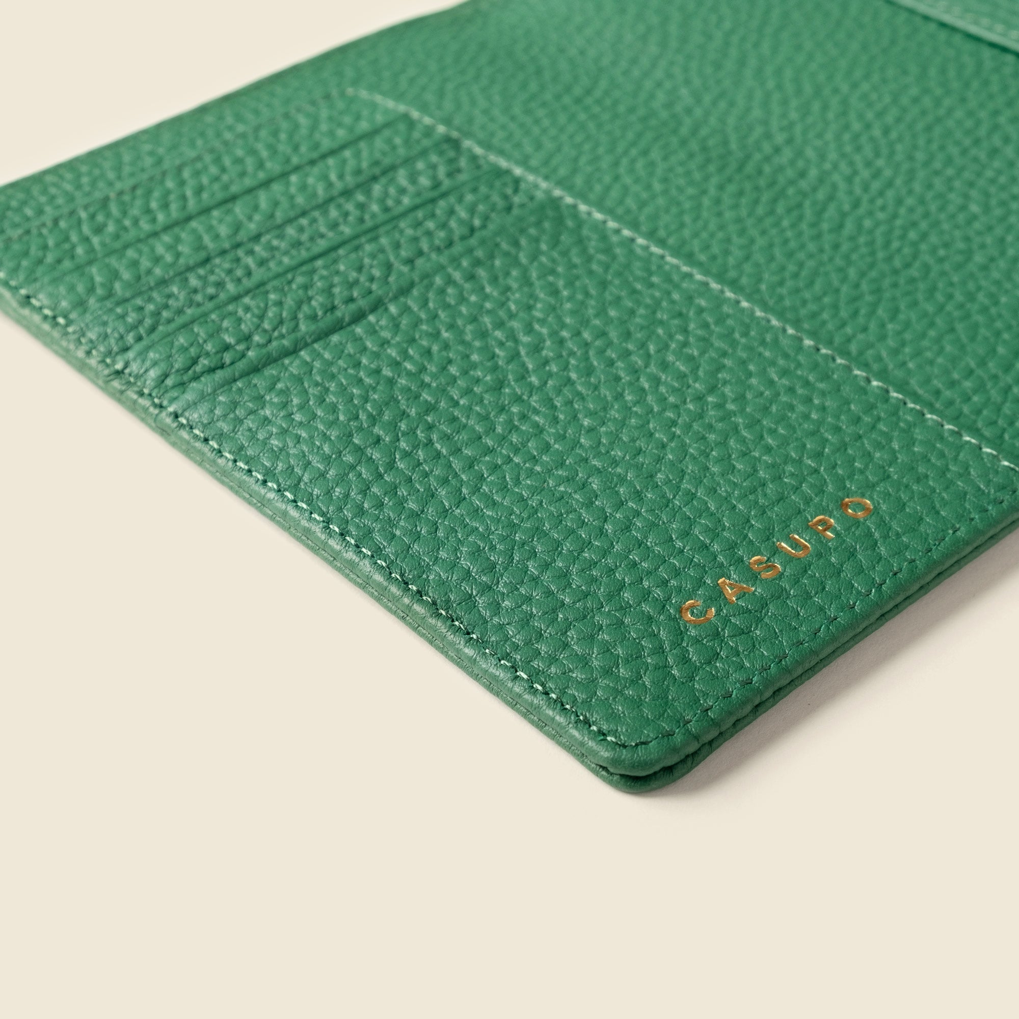 Leather Green Passport Wallet With RFID
