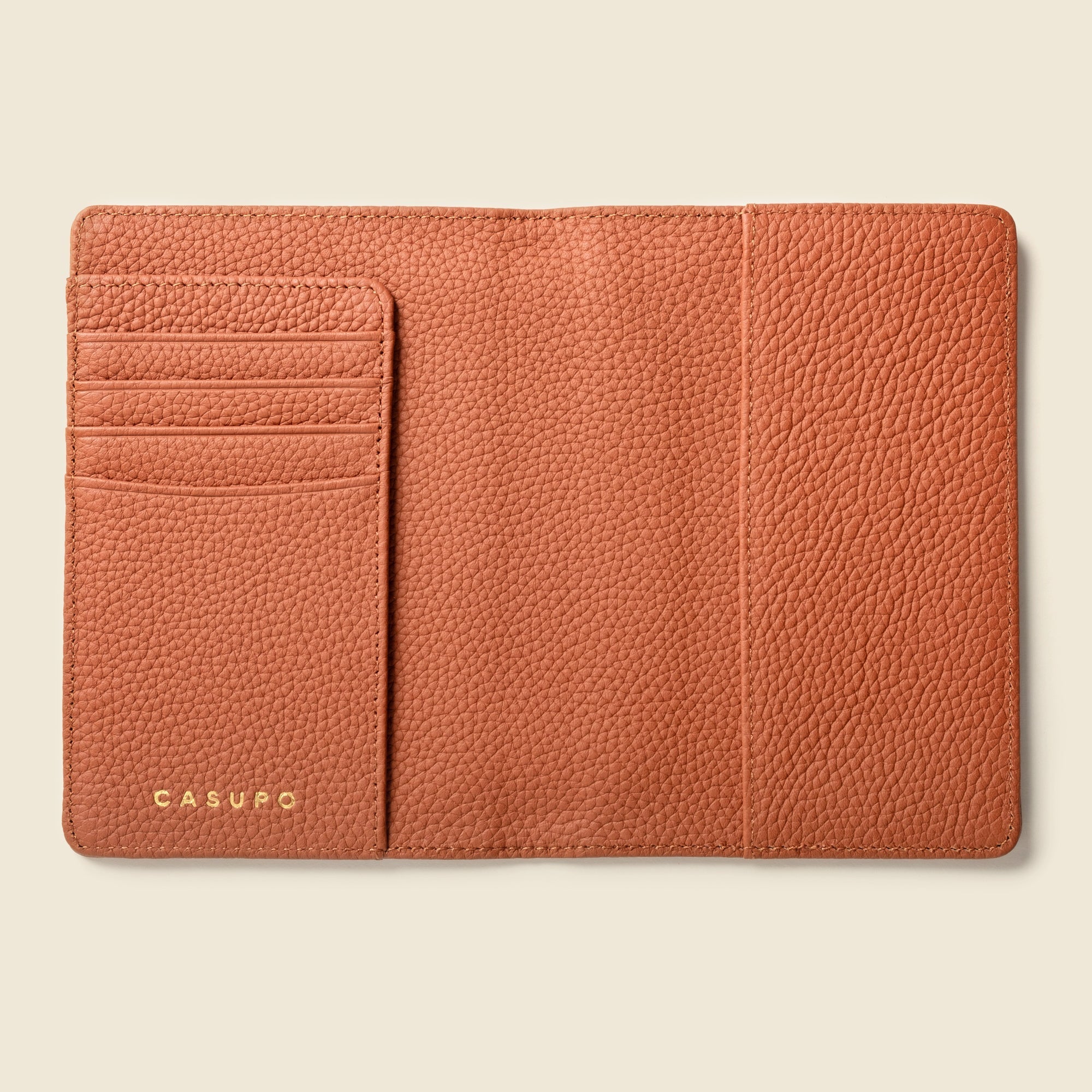 Leather Passport Wallet With Rfid - Tan