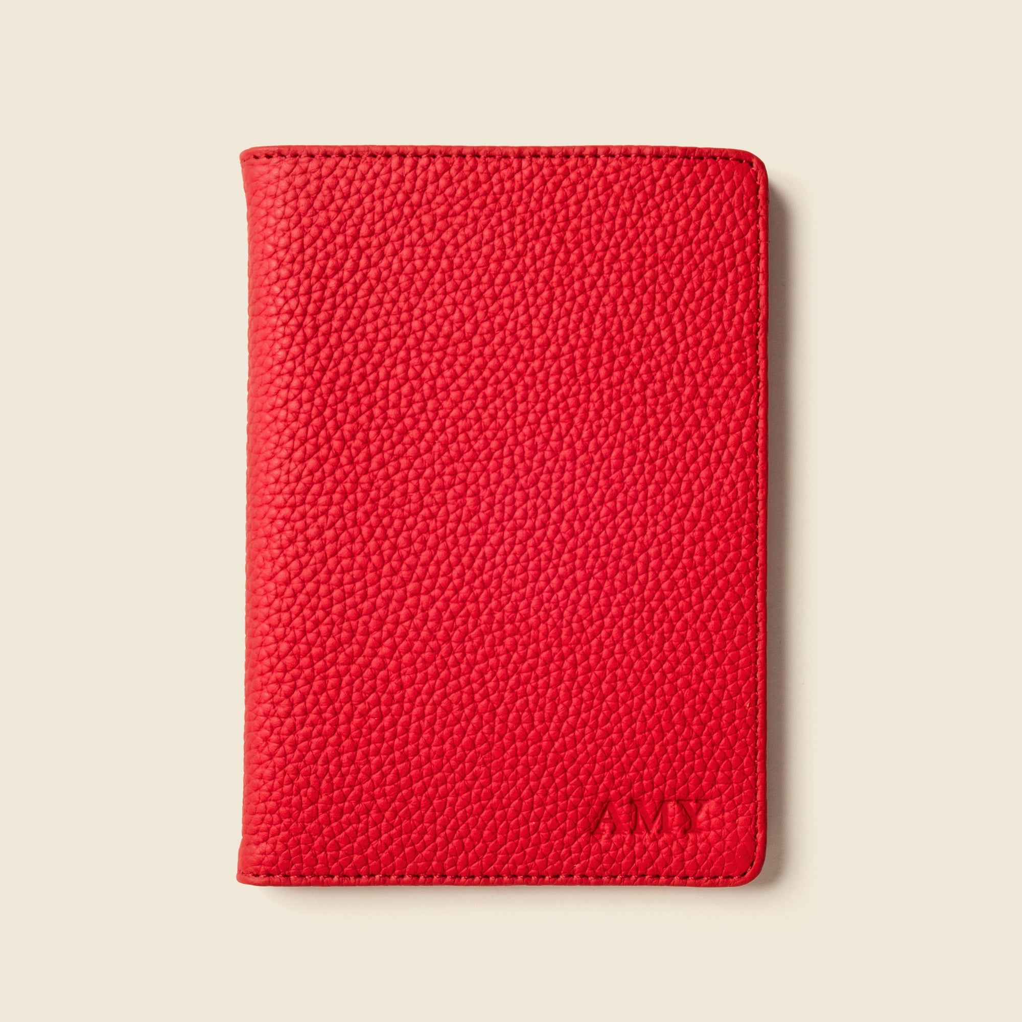 Leather Passport Wallet With RFID - Red