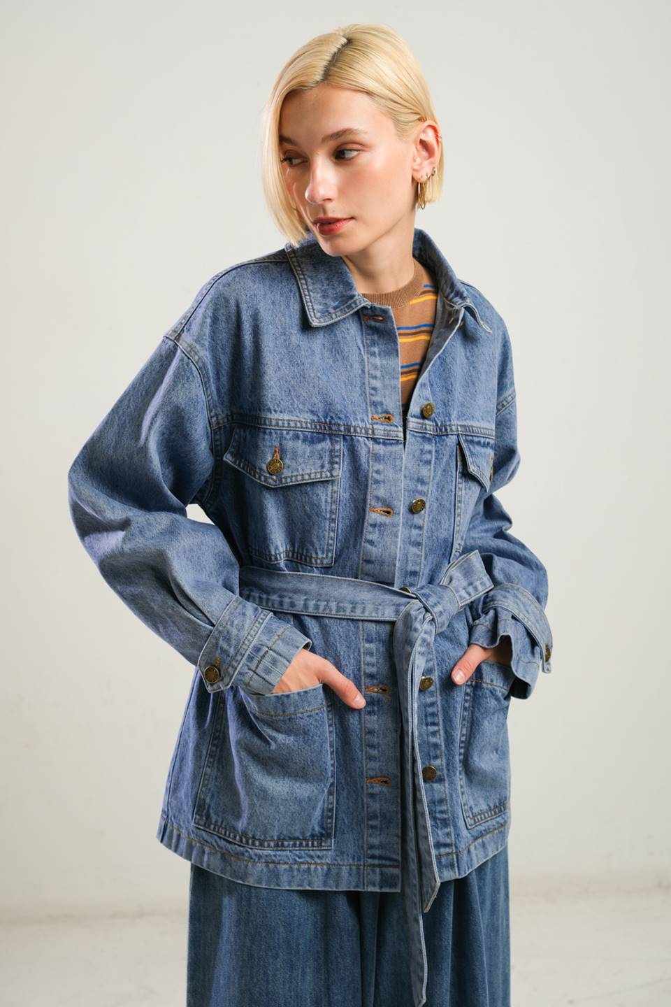 Breathtaking Charm Denim Midi Jacket