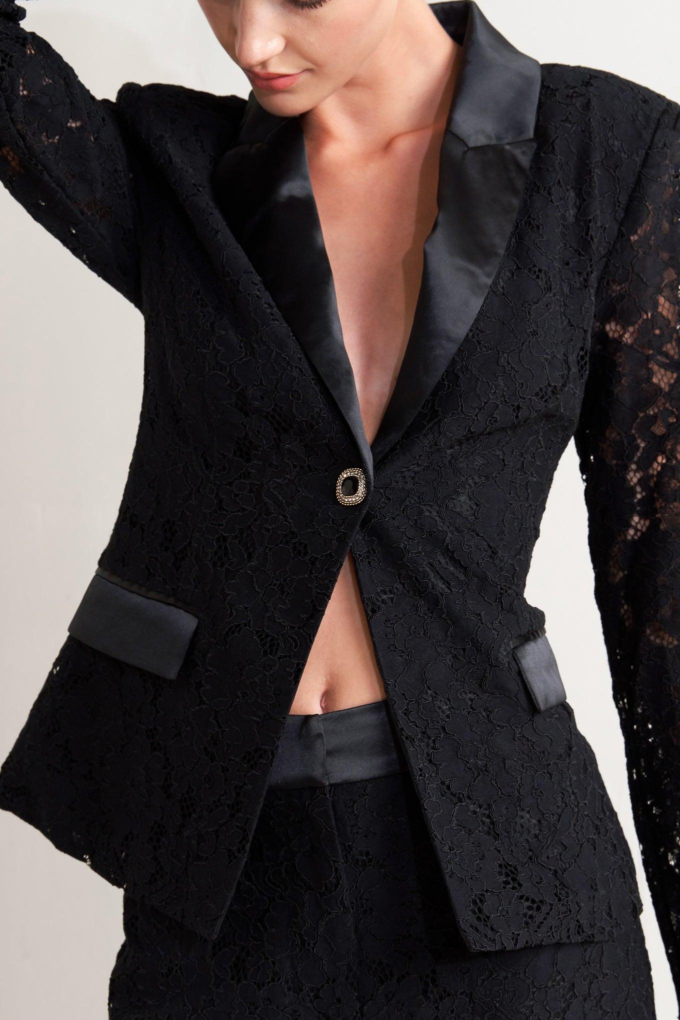 Shadow Glam Woven Lace Blazer