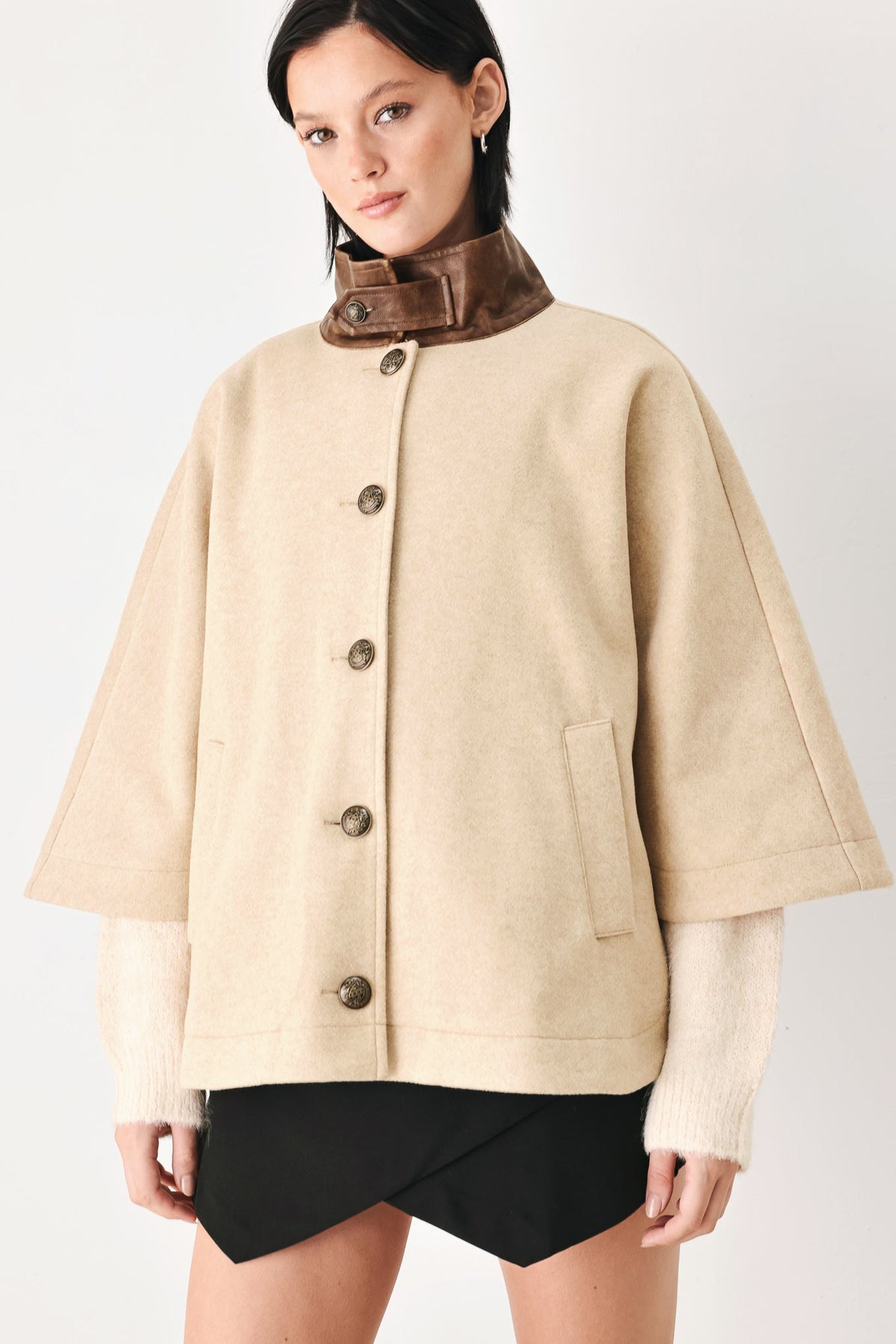City In Motion Buckled Capelet Jacket