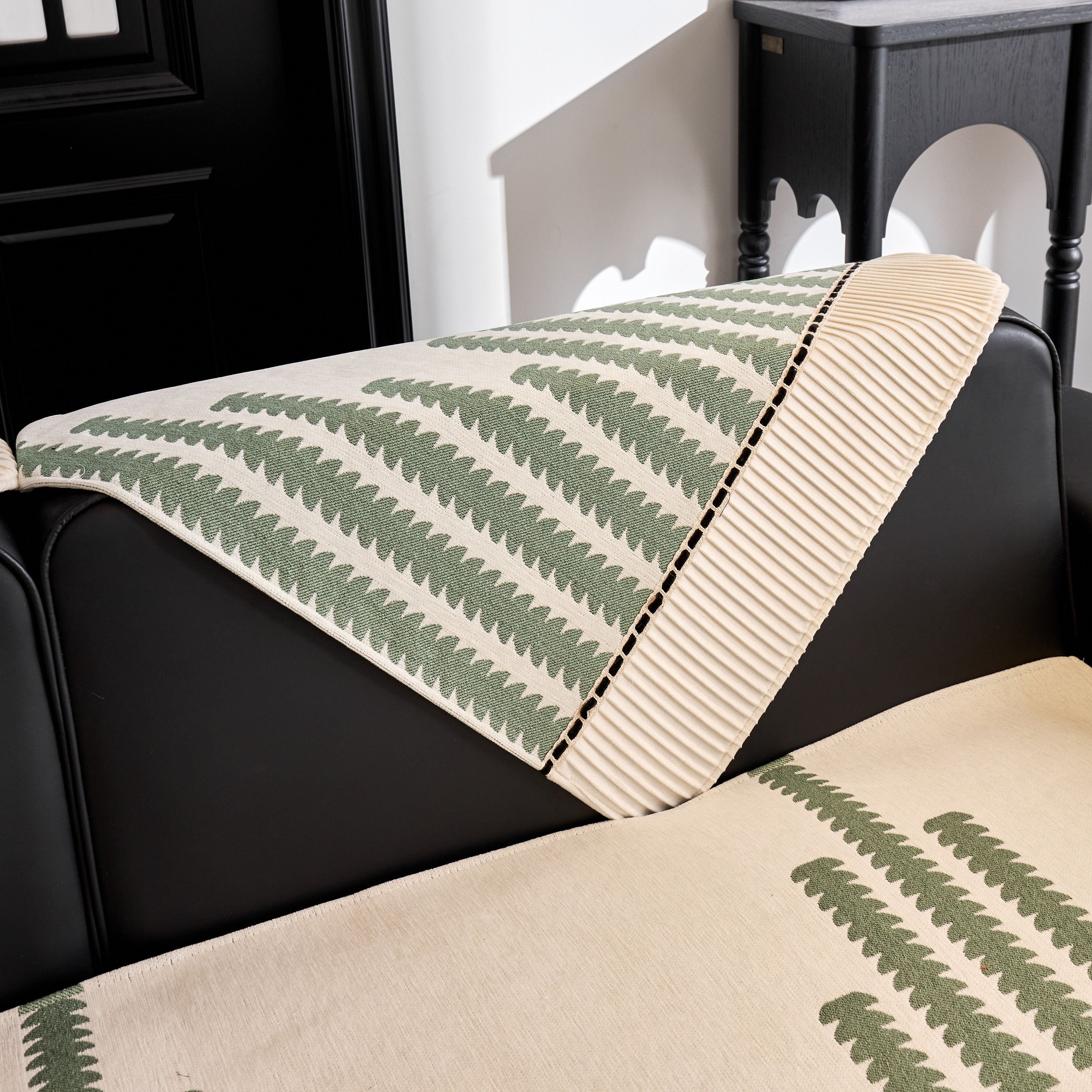 Vertical Stripes Sectional Sofa Cover Slipcover - Non-slip, Fits L-shape Couches