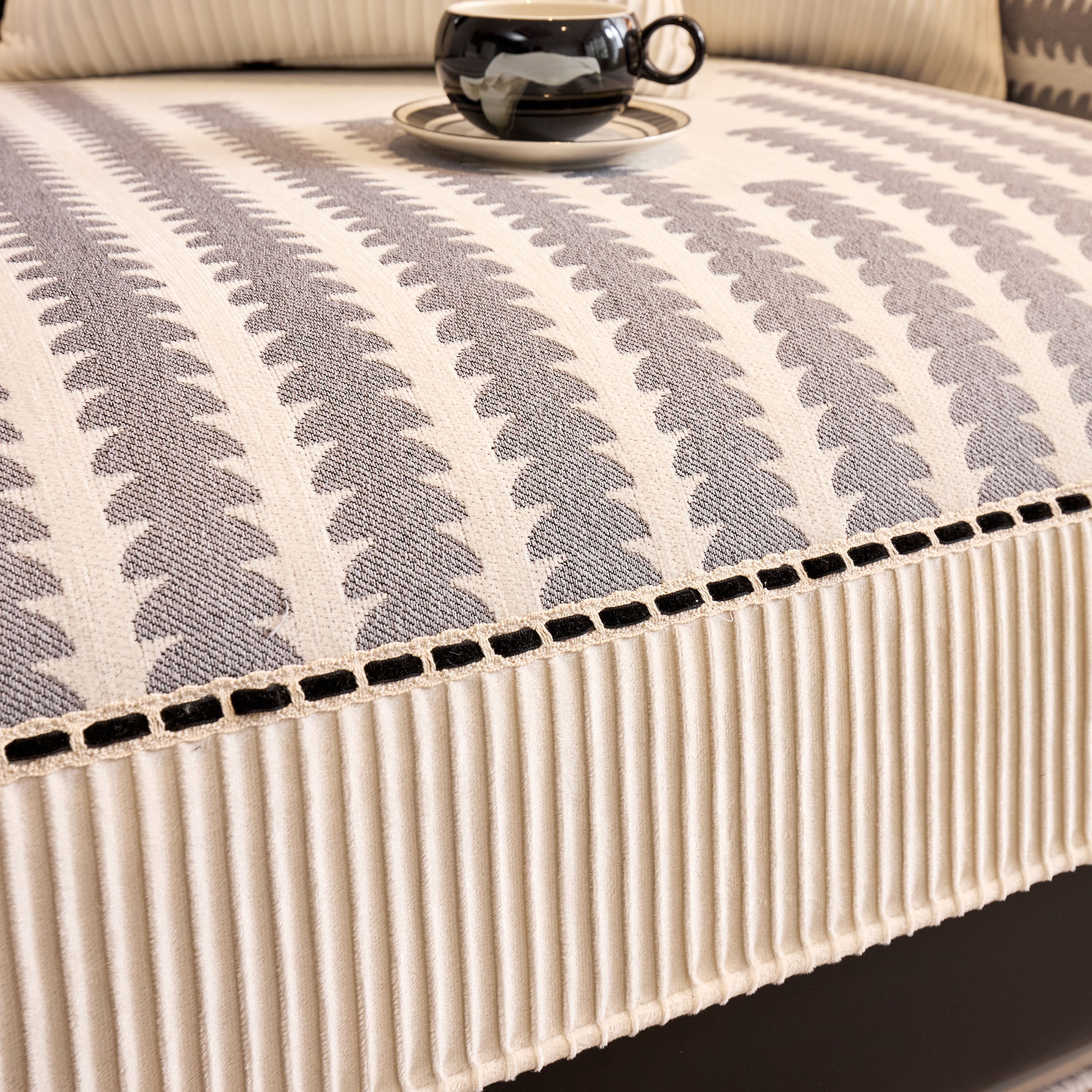 Vertical Stripes Sectional Sofa Cover Slipcover - Non-slip, Fits L-shape Couches