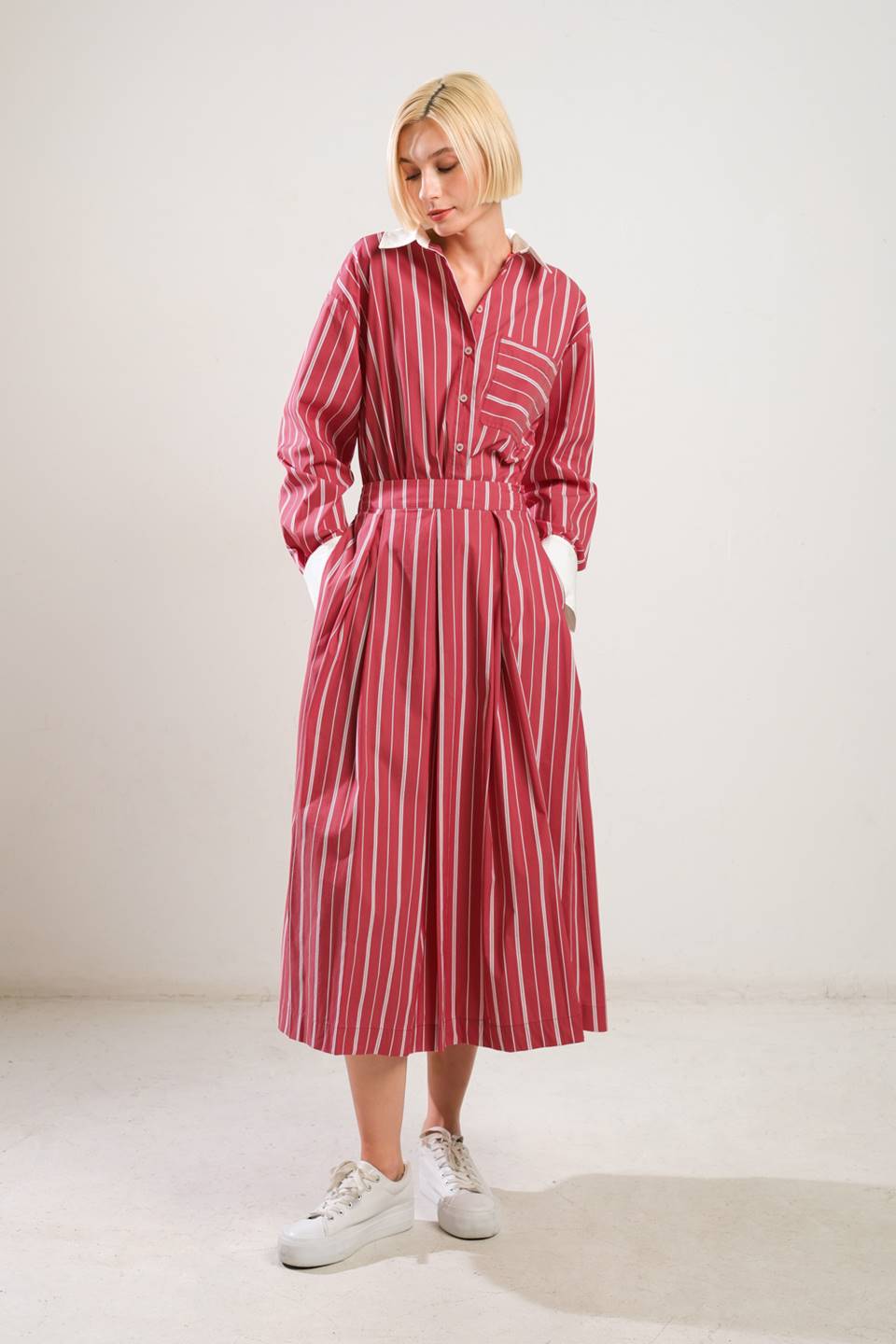 Behind The Grin Woven Midi Skirt