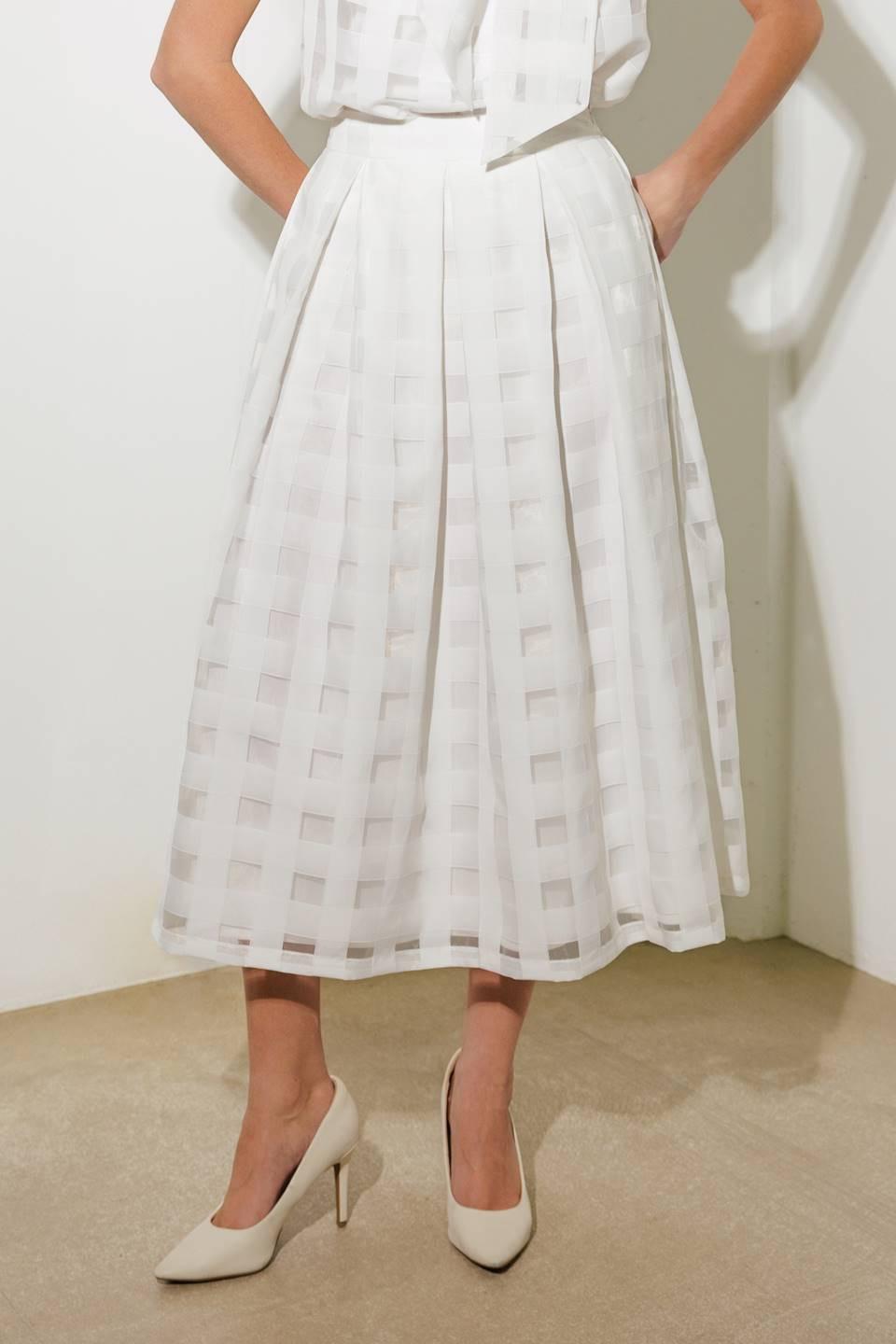 Live For Us White Organza Midi Skirt