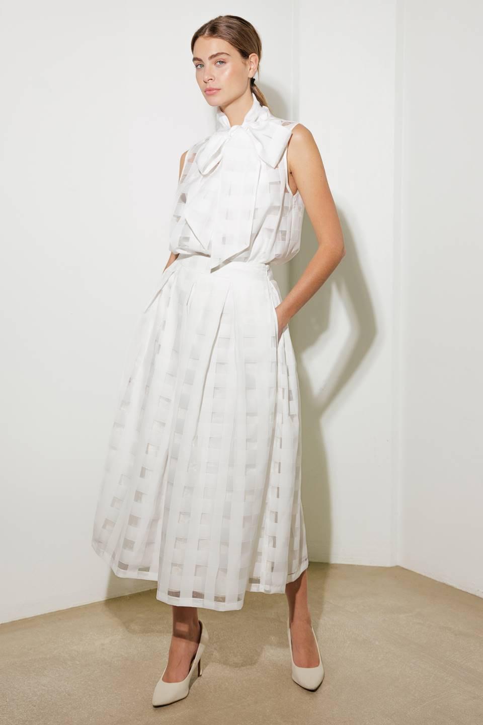 Live For Us White Organza Midi Skirt