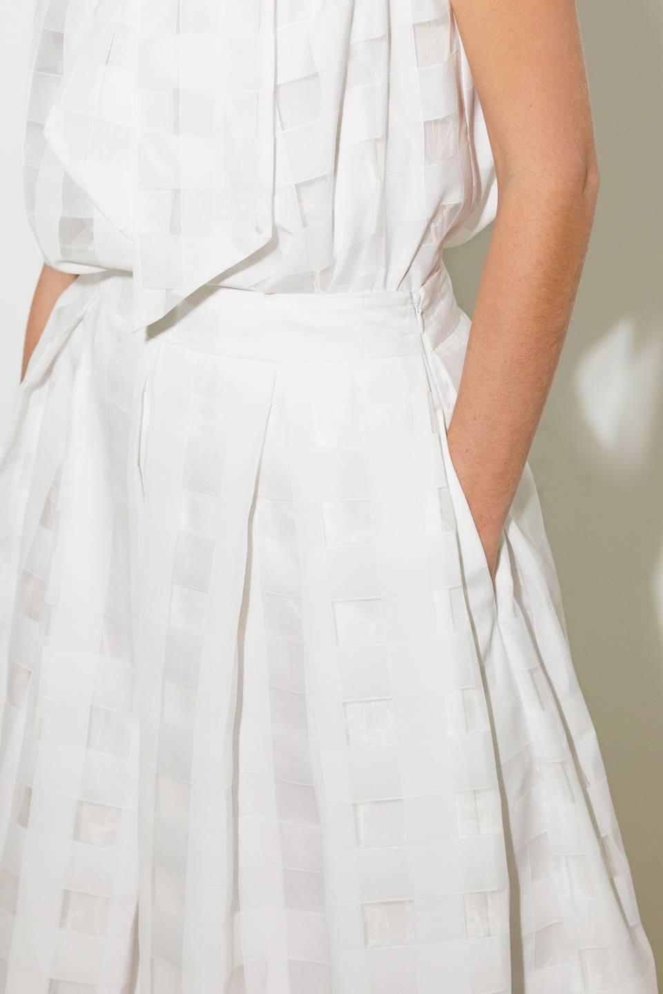 Live For Us White Organza Midi Skirt
