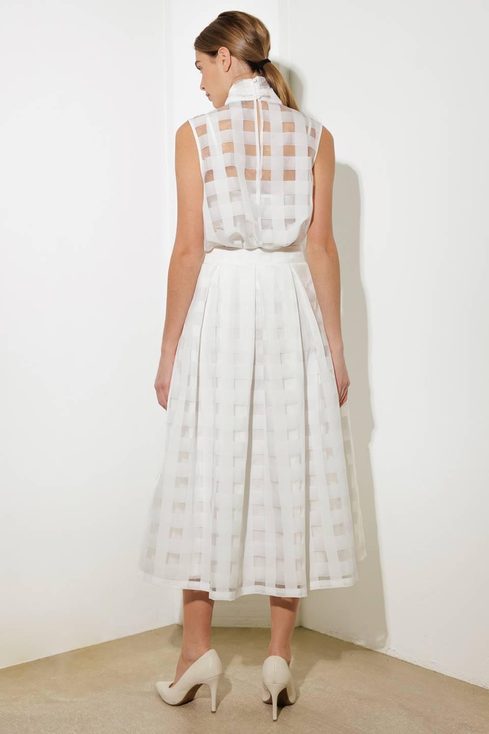 Live For Us White Organza Midi Skirt