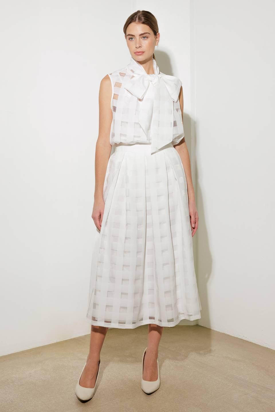 Live For Us White Organza Midi Skirt