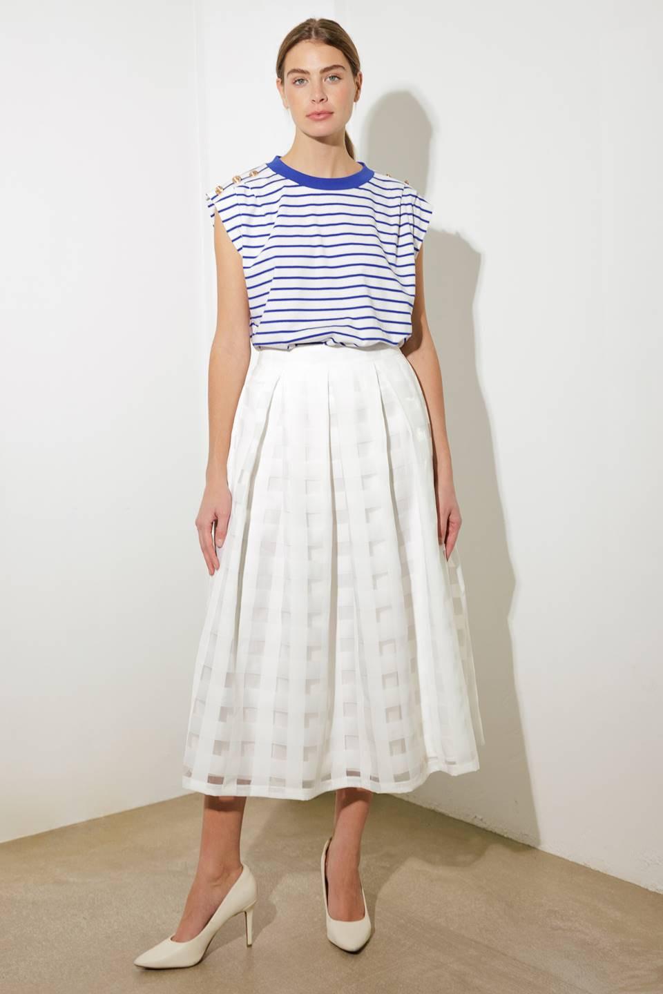 Live For Us White Organza Midi Skirt