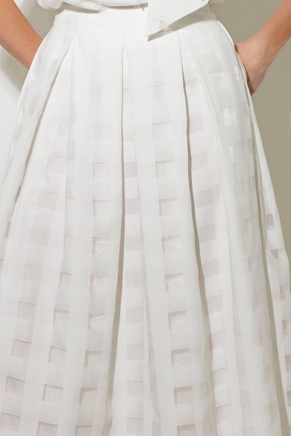 Live For Us White Organza Midi Skirt