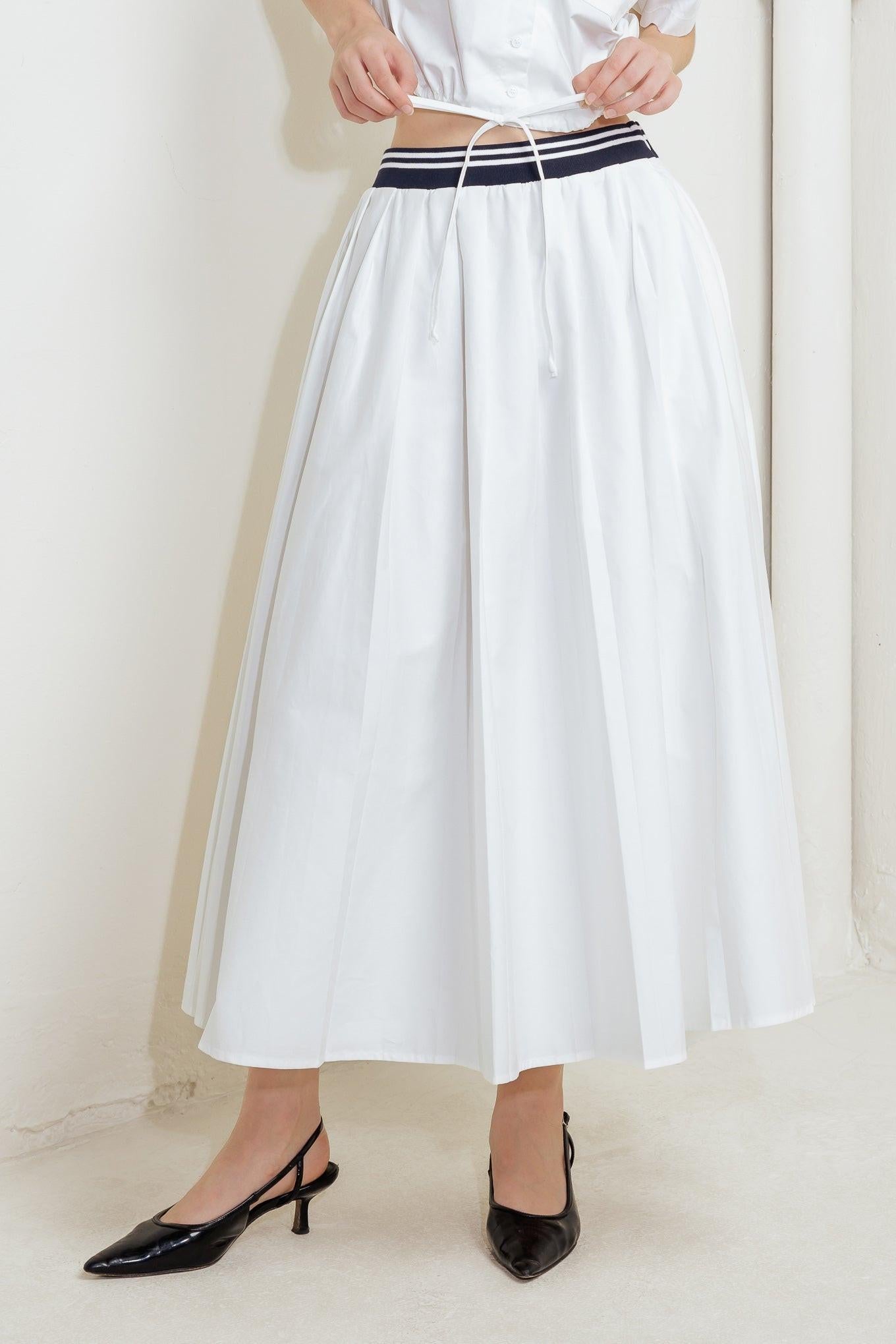 Coastal Collar Woven Midi Skirt