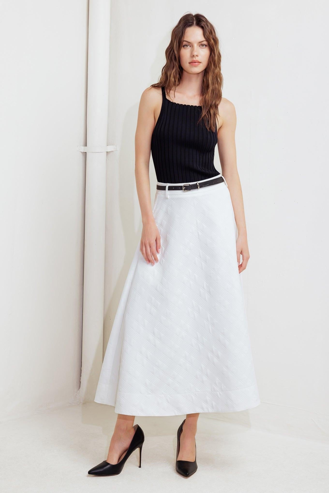 Downtown Ease Woven Midi Skirt