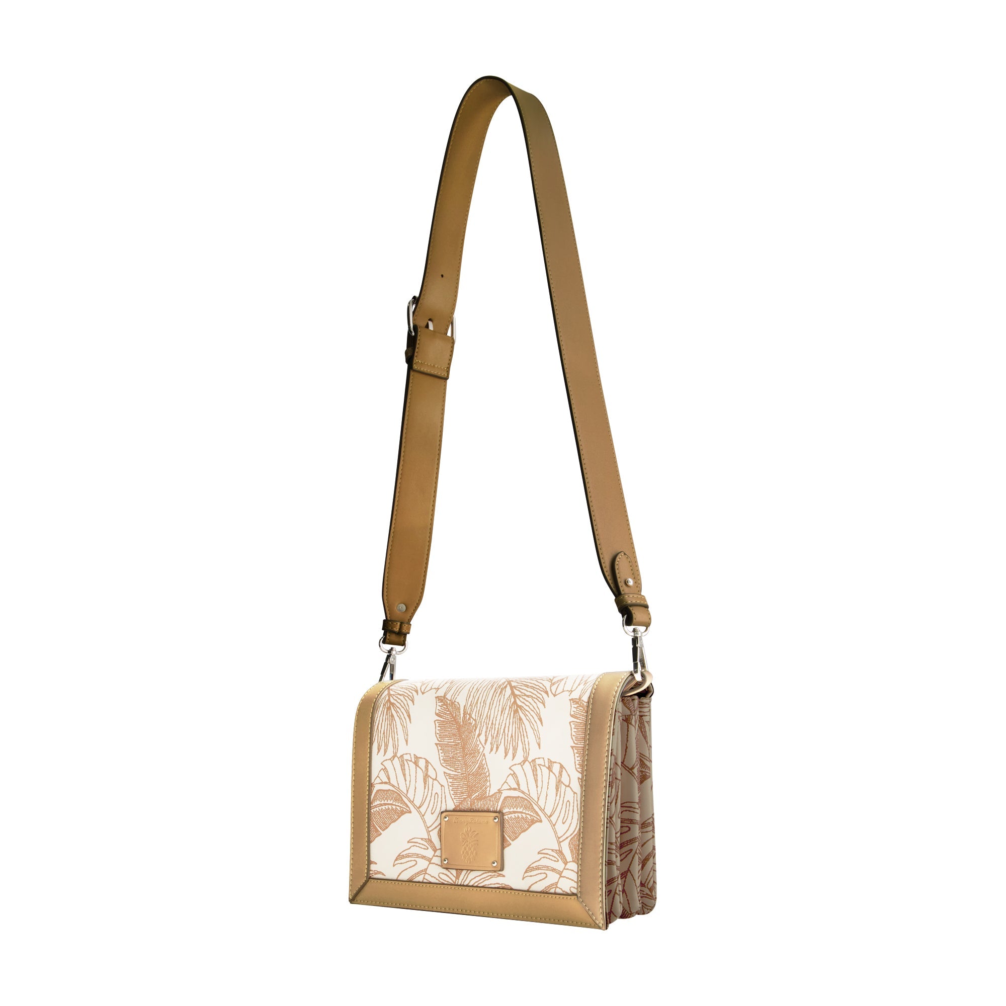 Tommy Bahama Graphic Leaf Print City Handbag, Tan