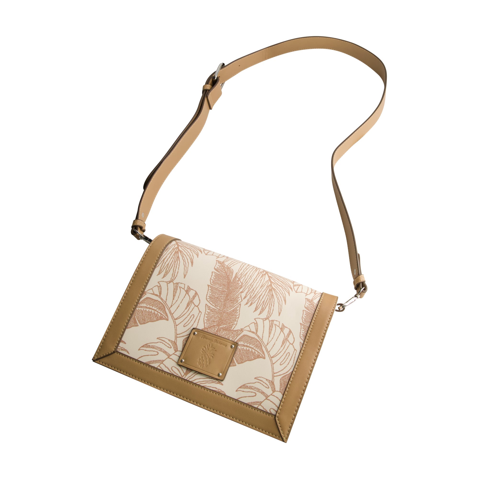 Tommy Bahama Graphic Leaf Print City Handbag, Tan