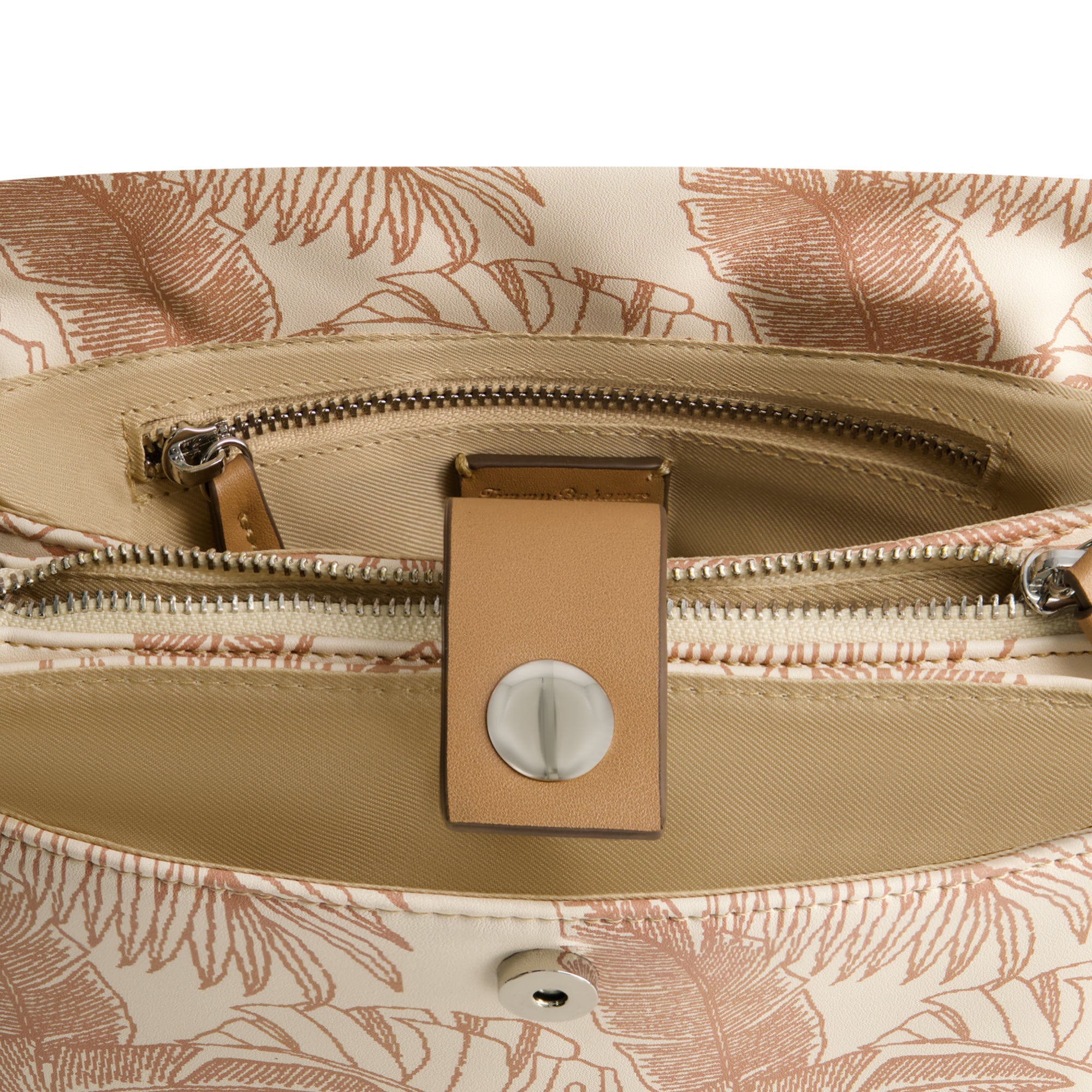 Tommy Bahama Graphic Leaf Print City Handbag, Tan
