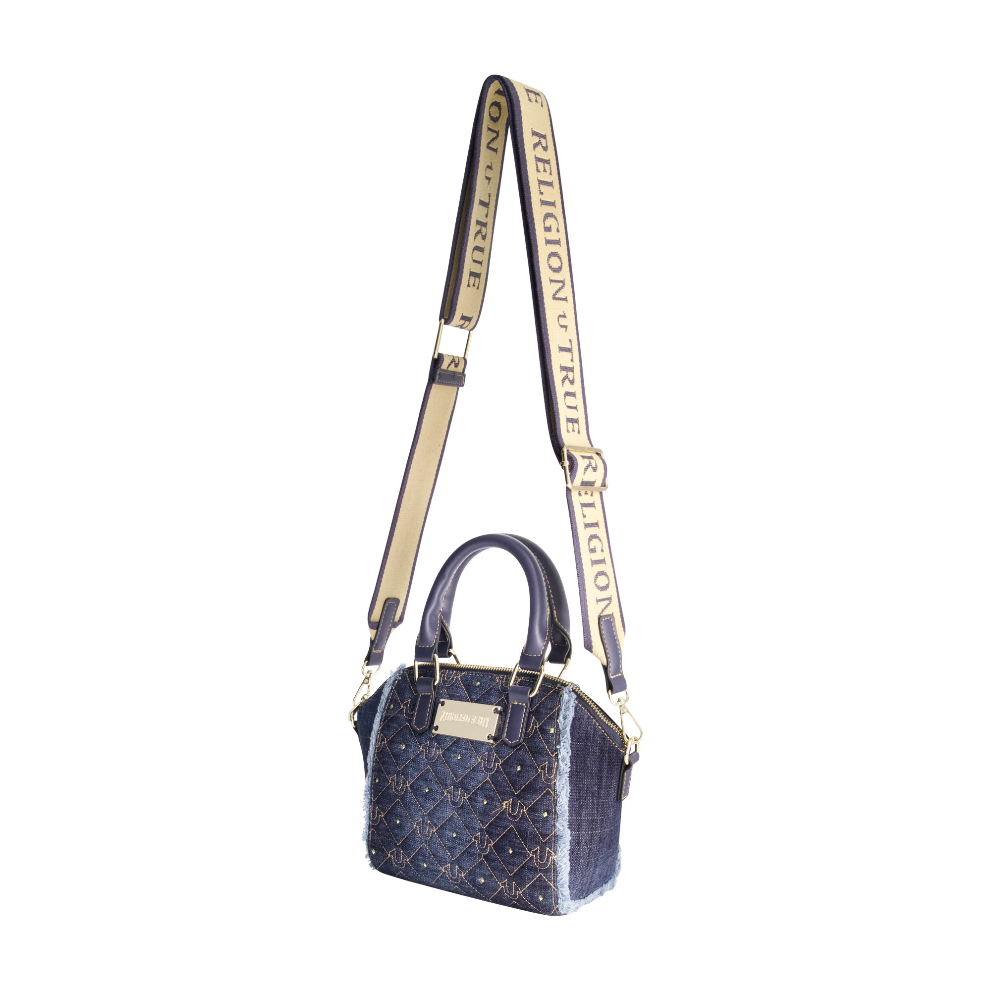 True Religion Frayed Denim Mini Satchel
