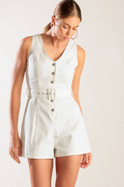 Take The Lead White Woven Romper