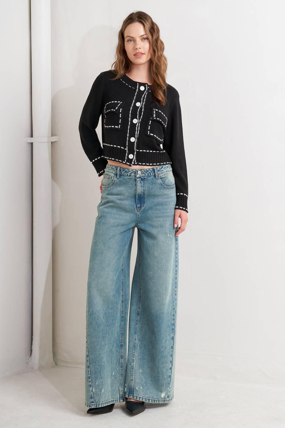 Mono Frame Sweater Knit Top