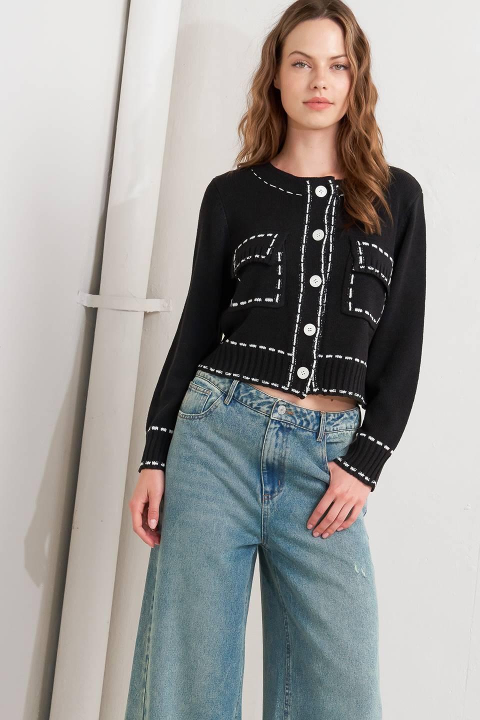 Mono Frame Sweater Knit Top