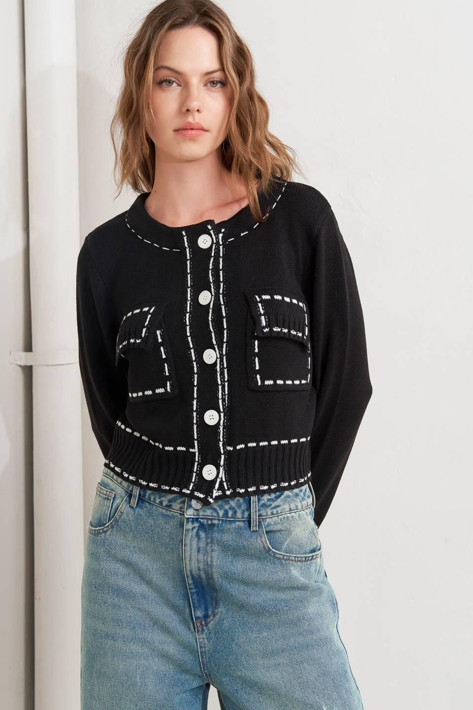 Mono Frame Sweater Knit Top