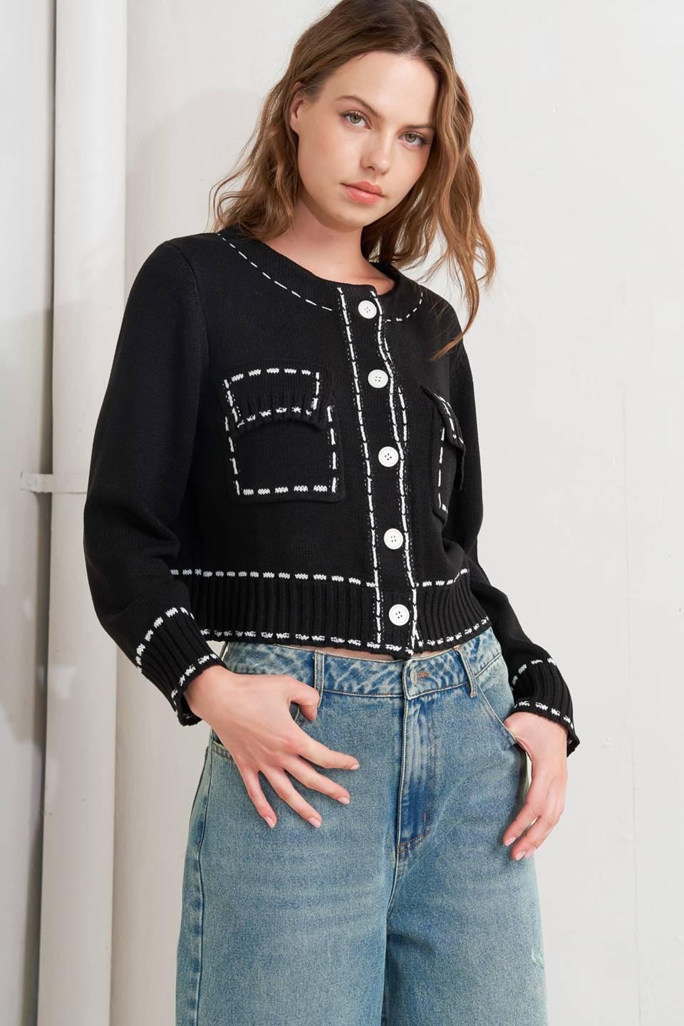 Mono Frame Sweater Knit Top