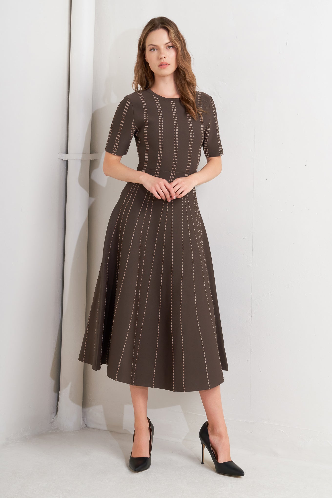 Dot Dance Sweater Knit Midi Dress